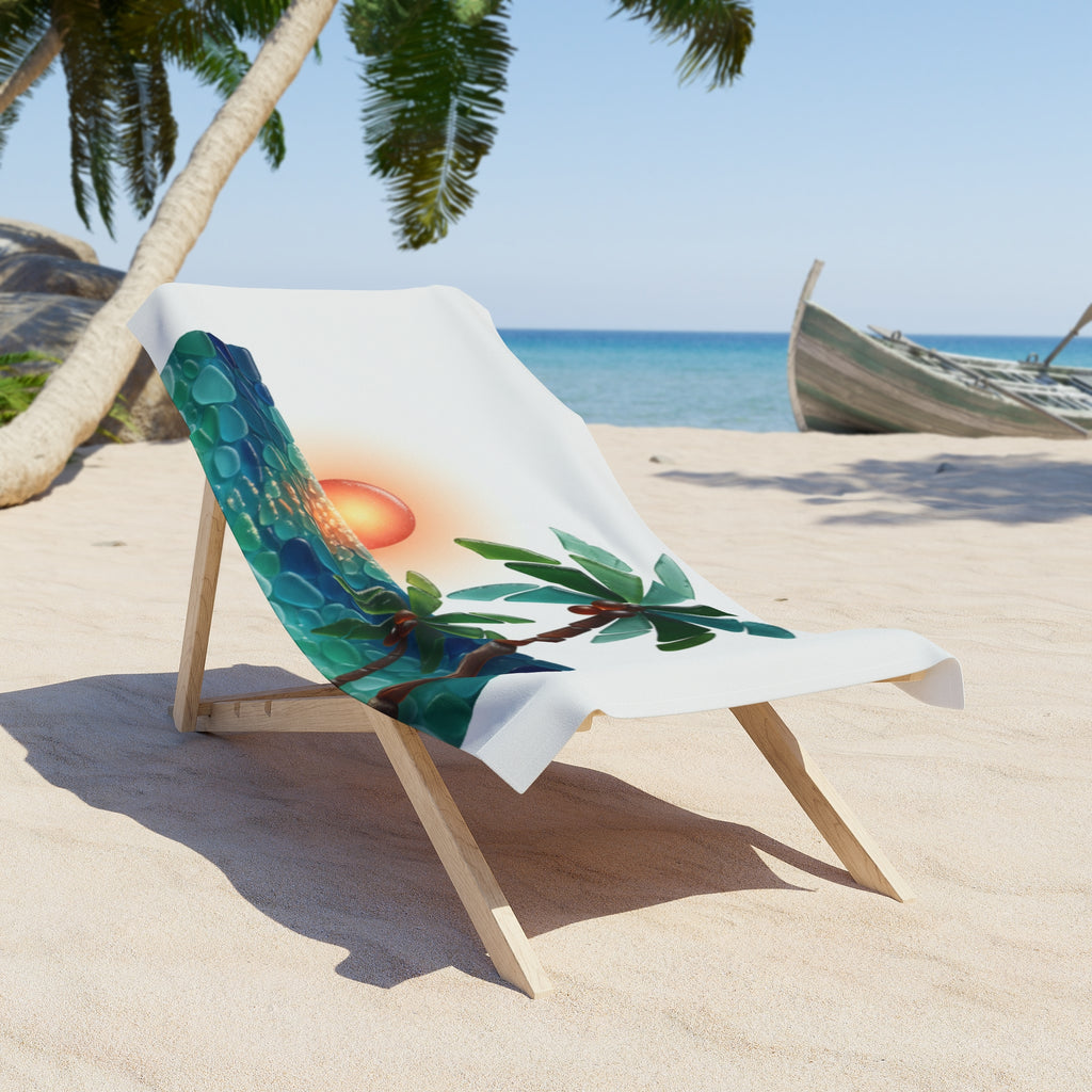 Sunset Palm Beach Towel — Tropical Coconut Tree Beach Towel
