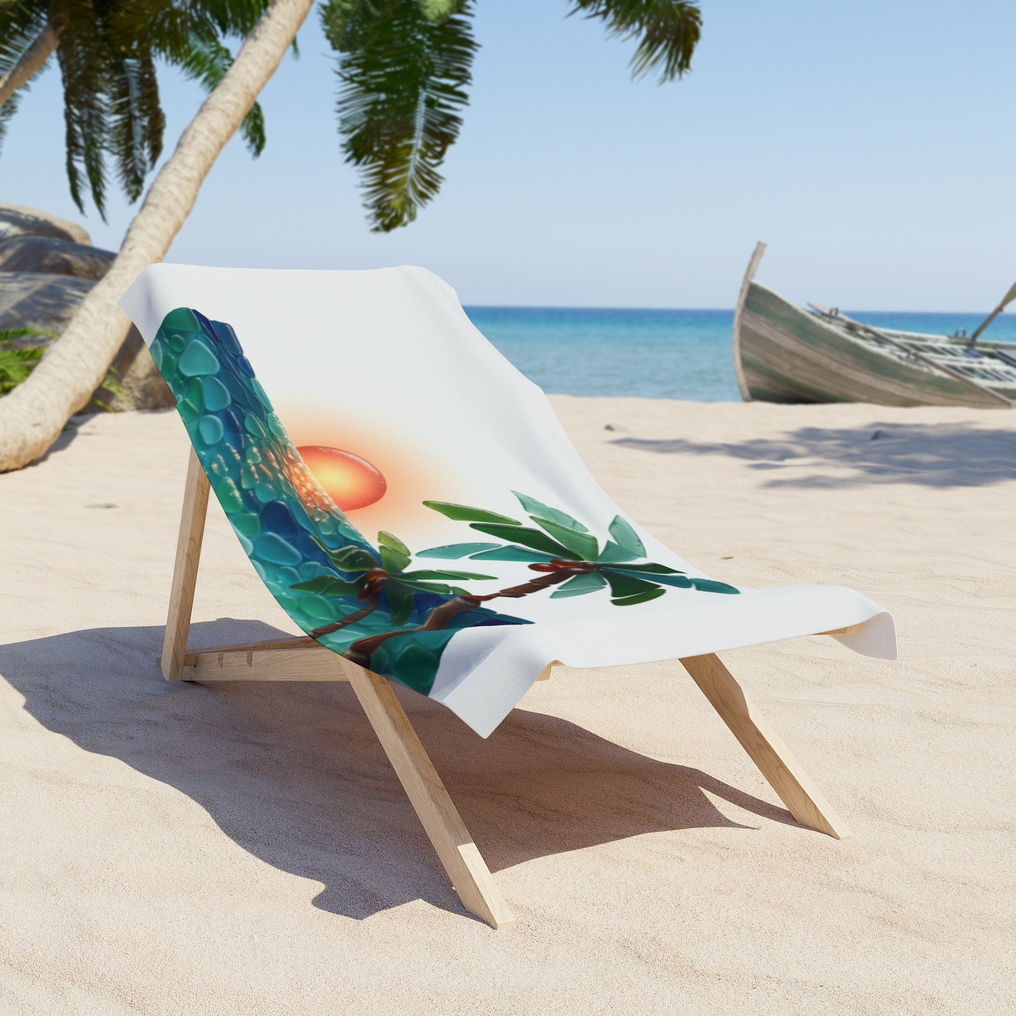 Sunset Palm Beach Towel — Tropical Coconut Tree Beach Towel