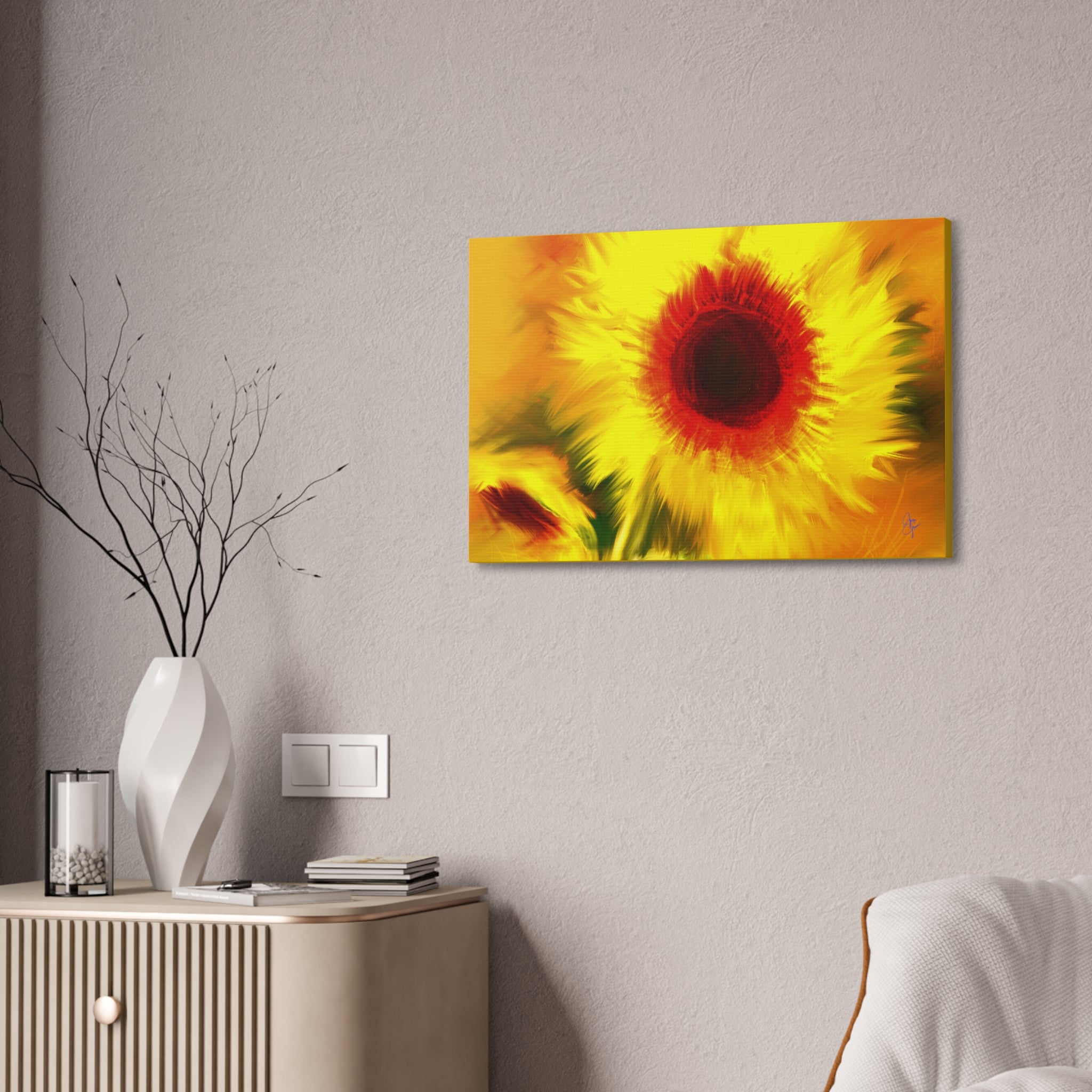 Sunflower Canvas Print – Bright Yellow Floral Wall Art (Stretched 1.5")