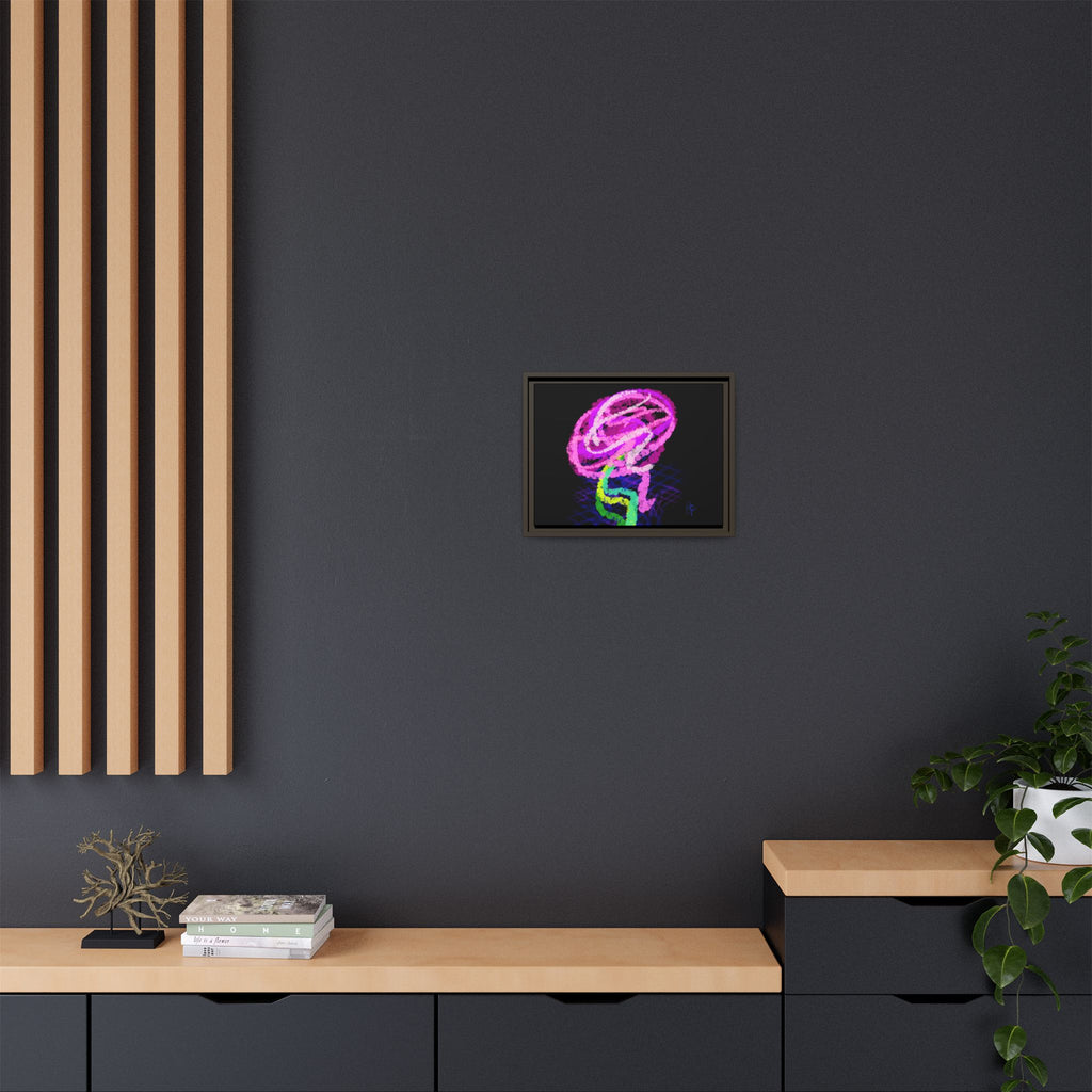 Framed Matte Canvas - Neon Rose Abstract Wall Art