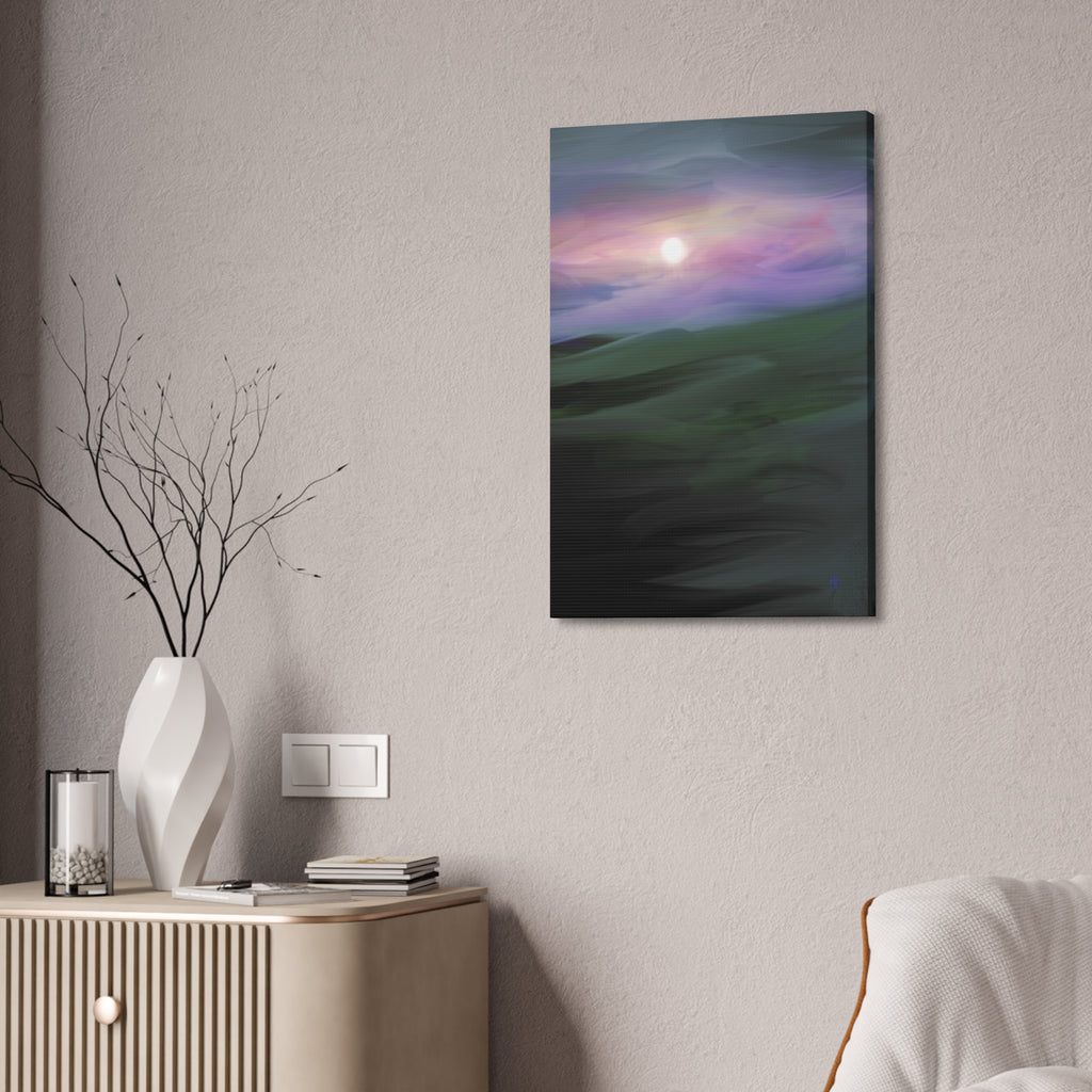 Sunrise Mist Landscape Canvas Print — Serene Pastel Wall Art