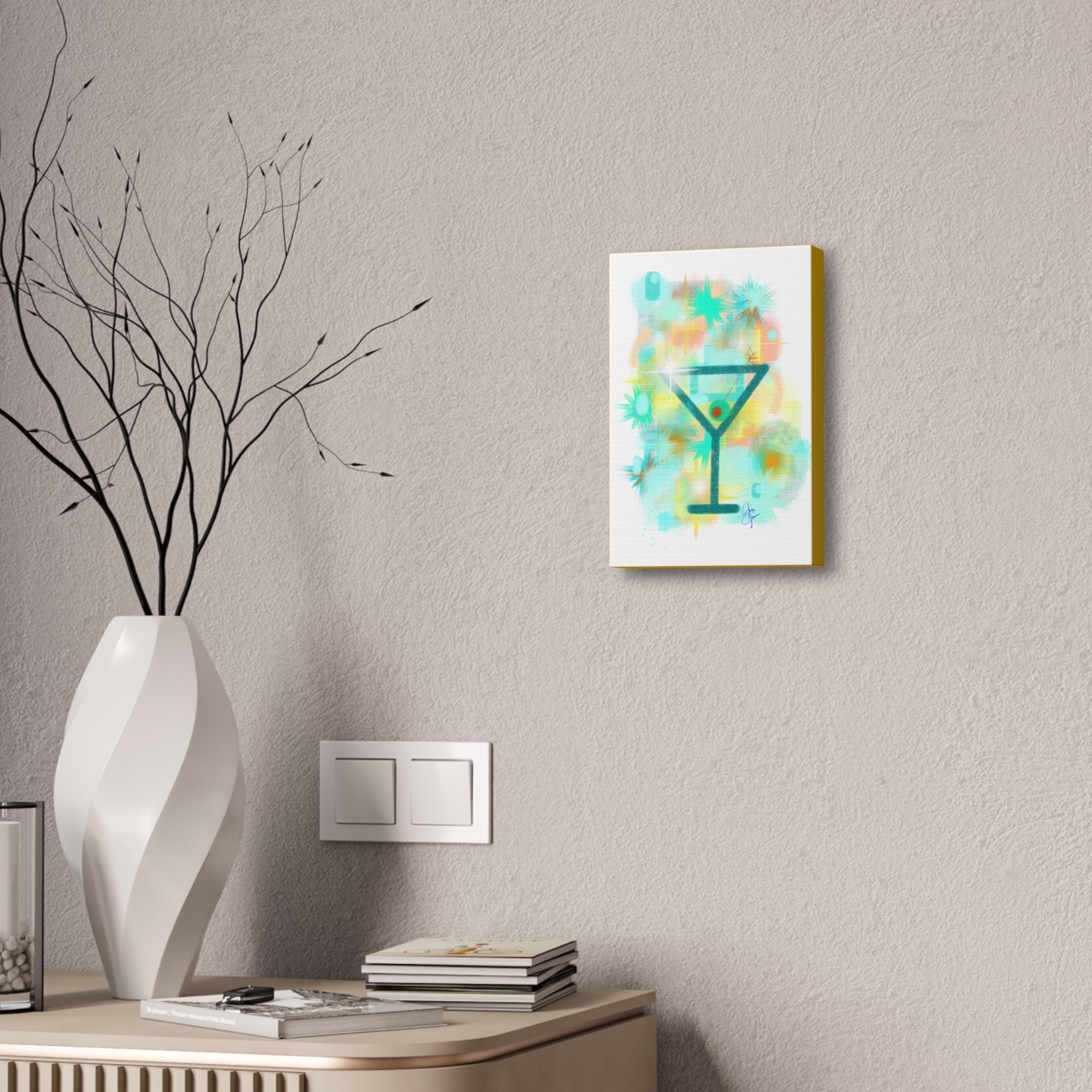 Martini Pop Art Canvas — Colorful Retro Cocktail Wall Art