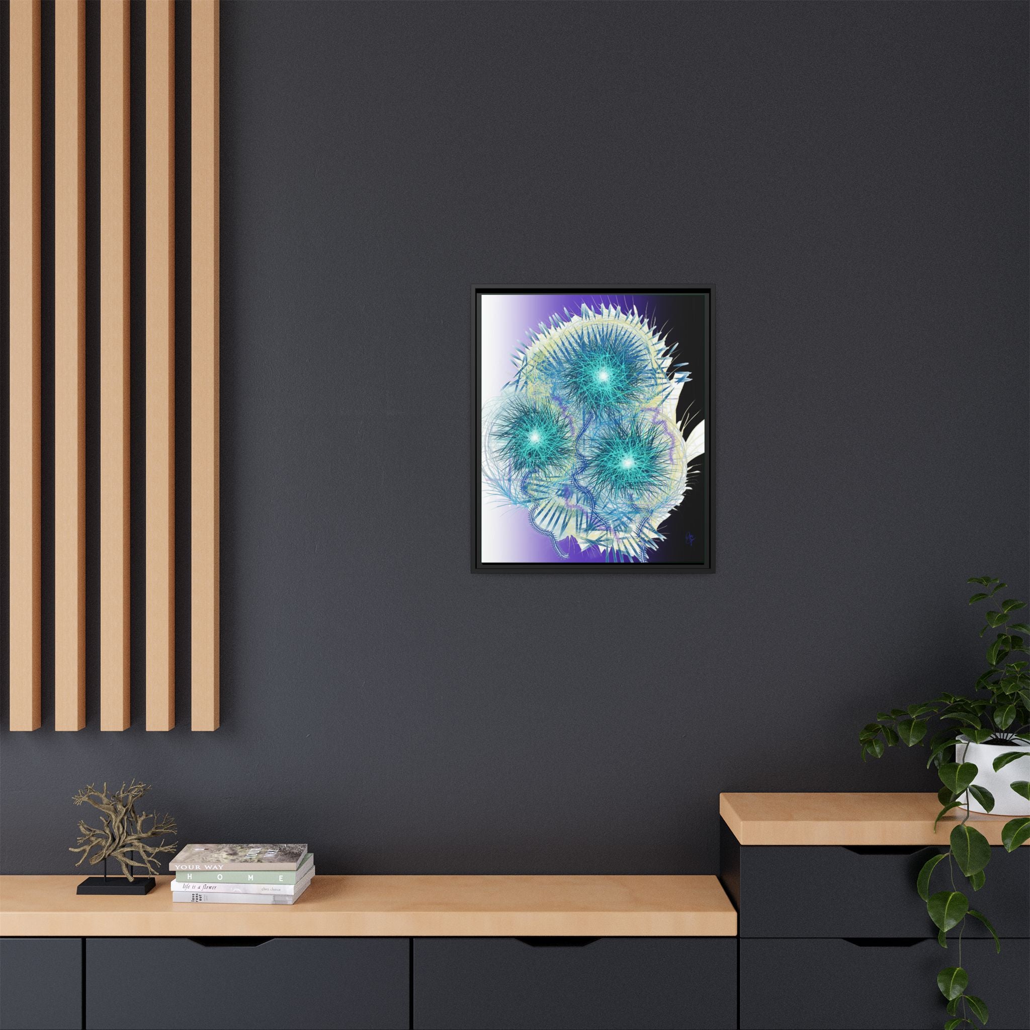 Dandelion Abstract Print Matte Canvas Framed Wall Art