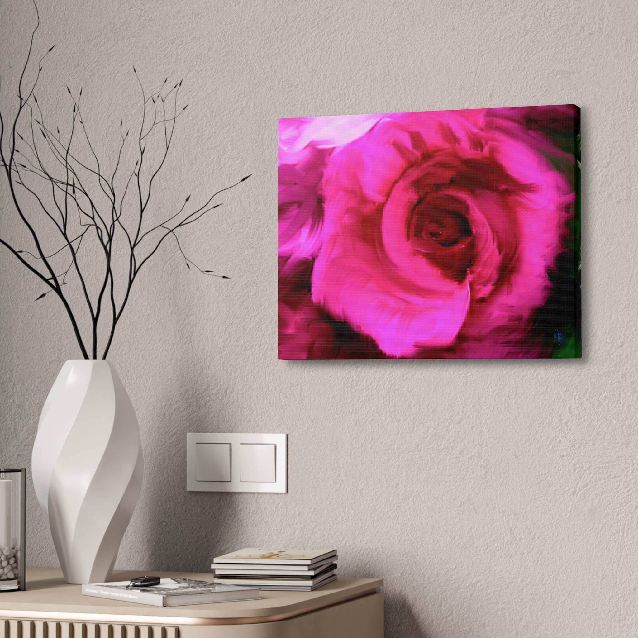 Pink Rose Abstract Canvas Print — Stretched 1.5" Wall Art
