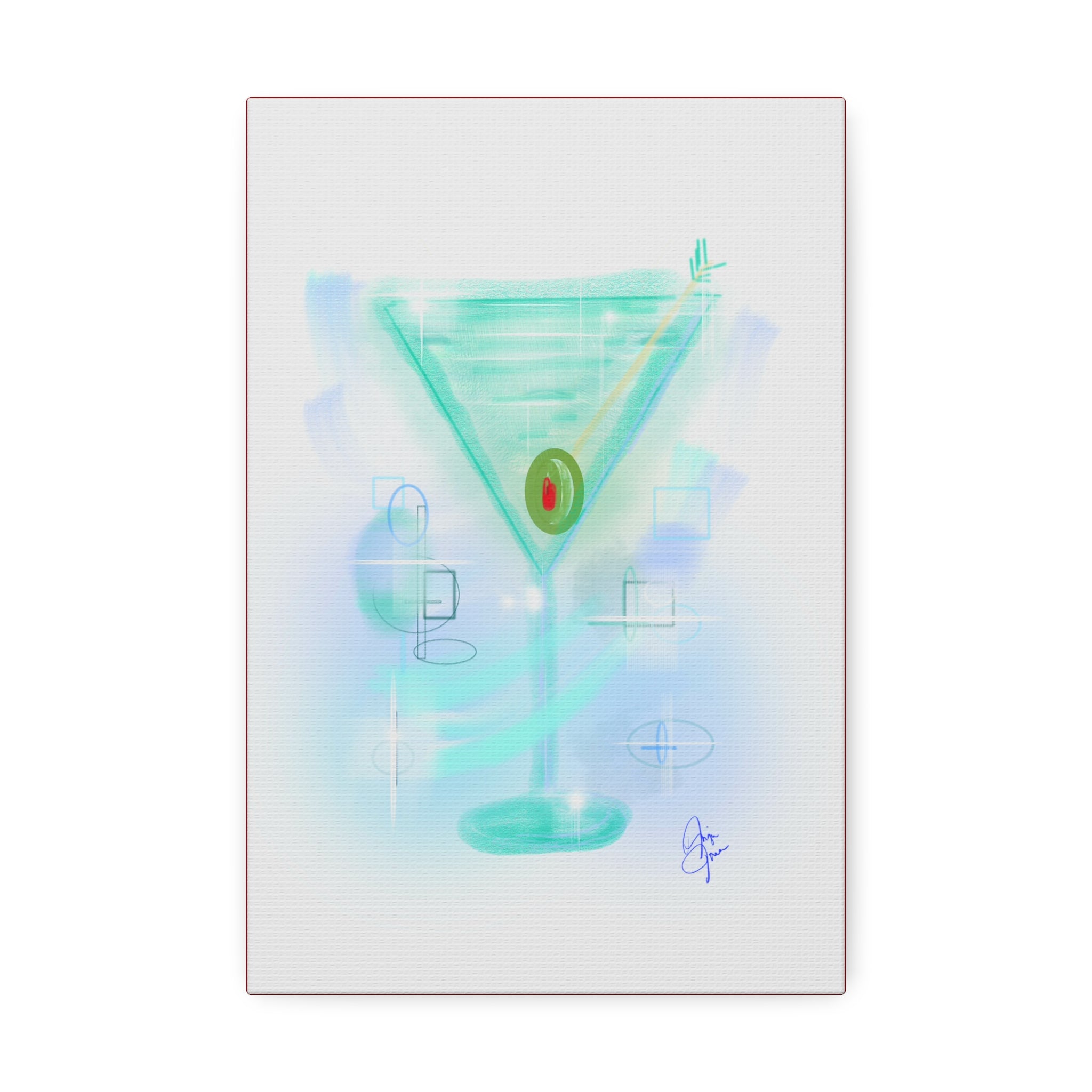 Martini Olive Canvas Print — Retro Cocktail Wall Art