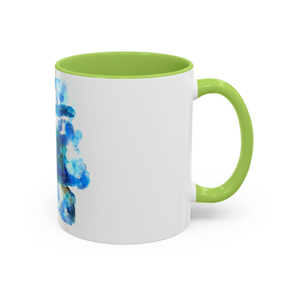 Blue Sea Turtle Accent Coffee Mug — Watercolor Ocean Turtle 11/15oz