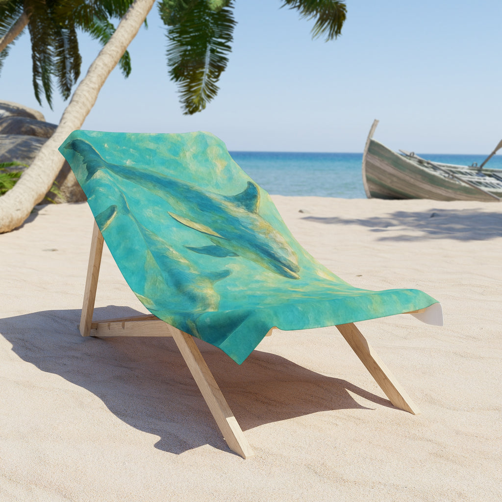 Dolphin Ocean Beach Towel — Tropical Marine Print Seaside Towel