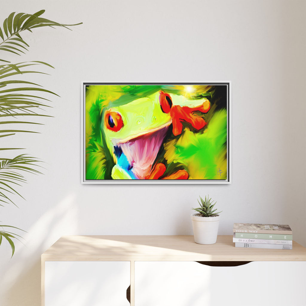 Colorful Tree Frog Matte Canvas Print — Framed Tropical Wall Art
