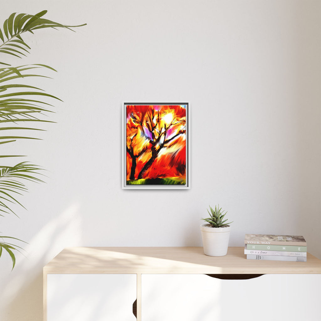 Framed Matte Canvas Print — Vibrant Tree Landscape