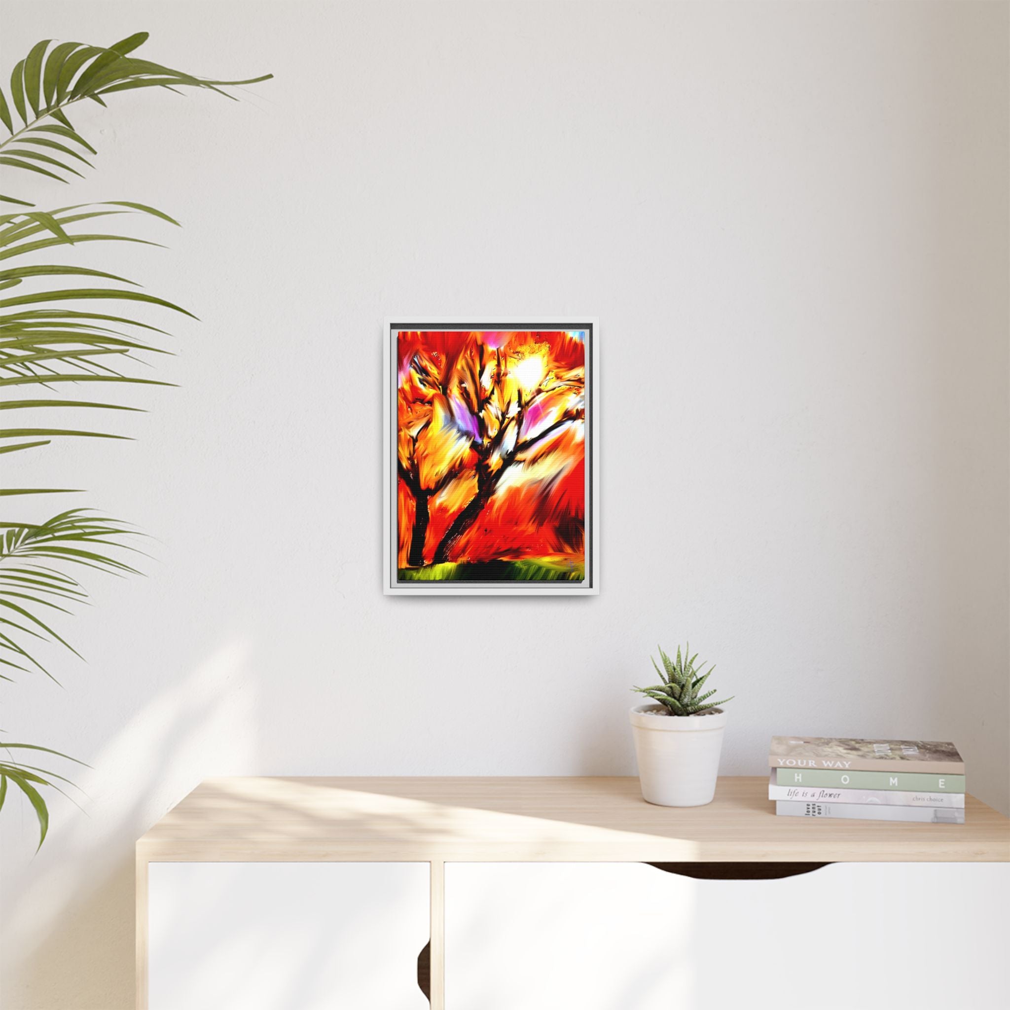 Framed Matte Canvas Print — Vibrant Tree Landscape