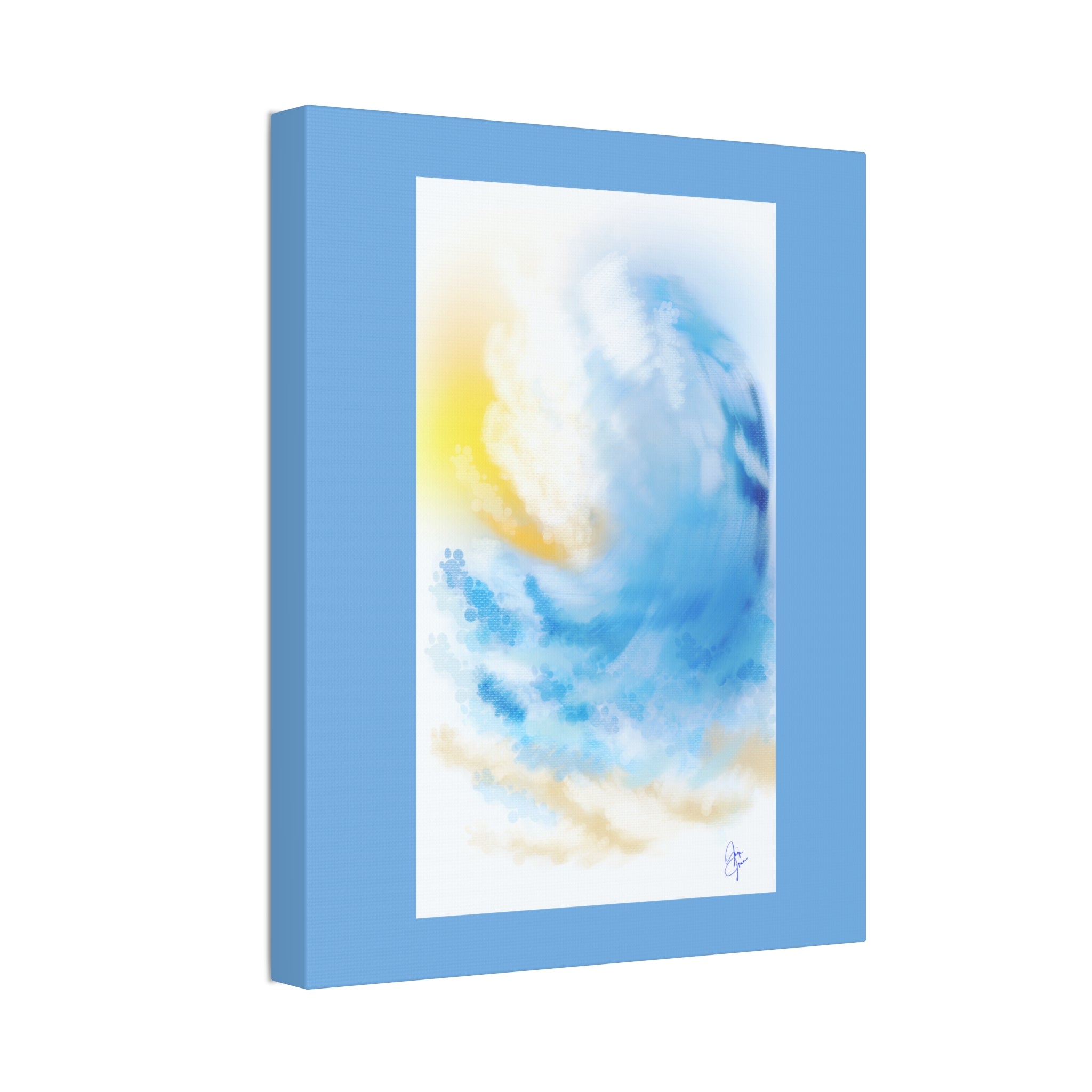 Ocean Wave Canvas Print — Sunlit Blue Seascape Stretched Canvas