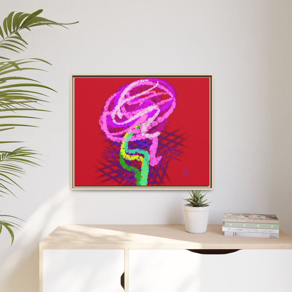 Framed Matte Canvas - Neon Rose Abstract Wall Art