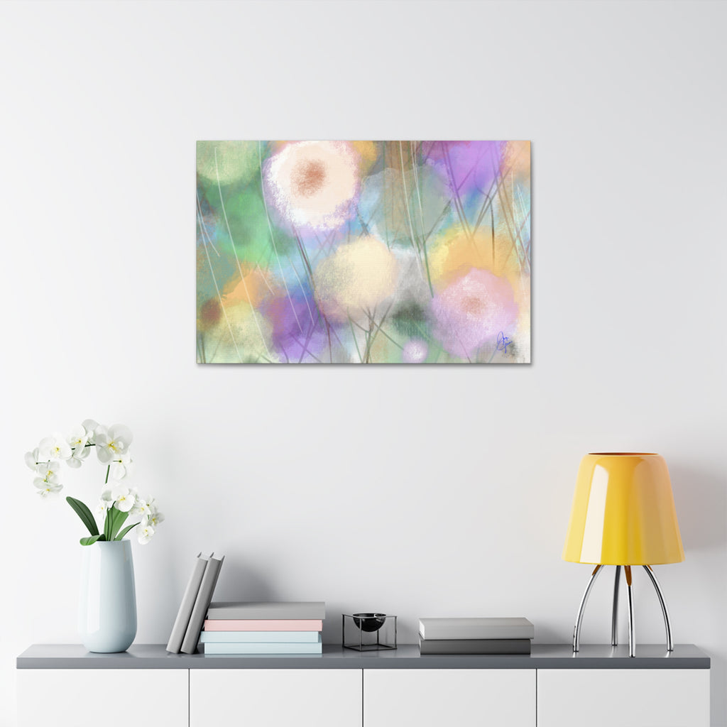 Floral Pastel Canvas Print — Dreamy Watercolor Dandelion Wall Art (1.5" Stretched)