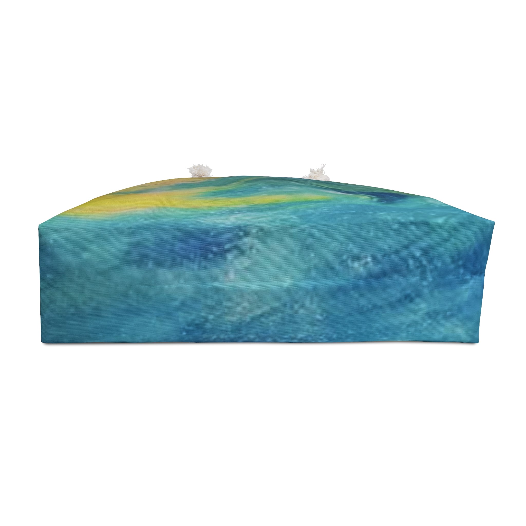 Abstract Ocean Wave Weekender Bag — Turquoise & Yellow Beach Tote