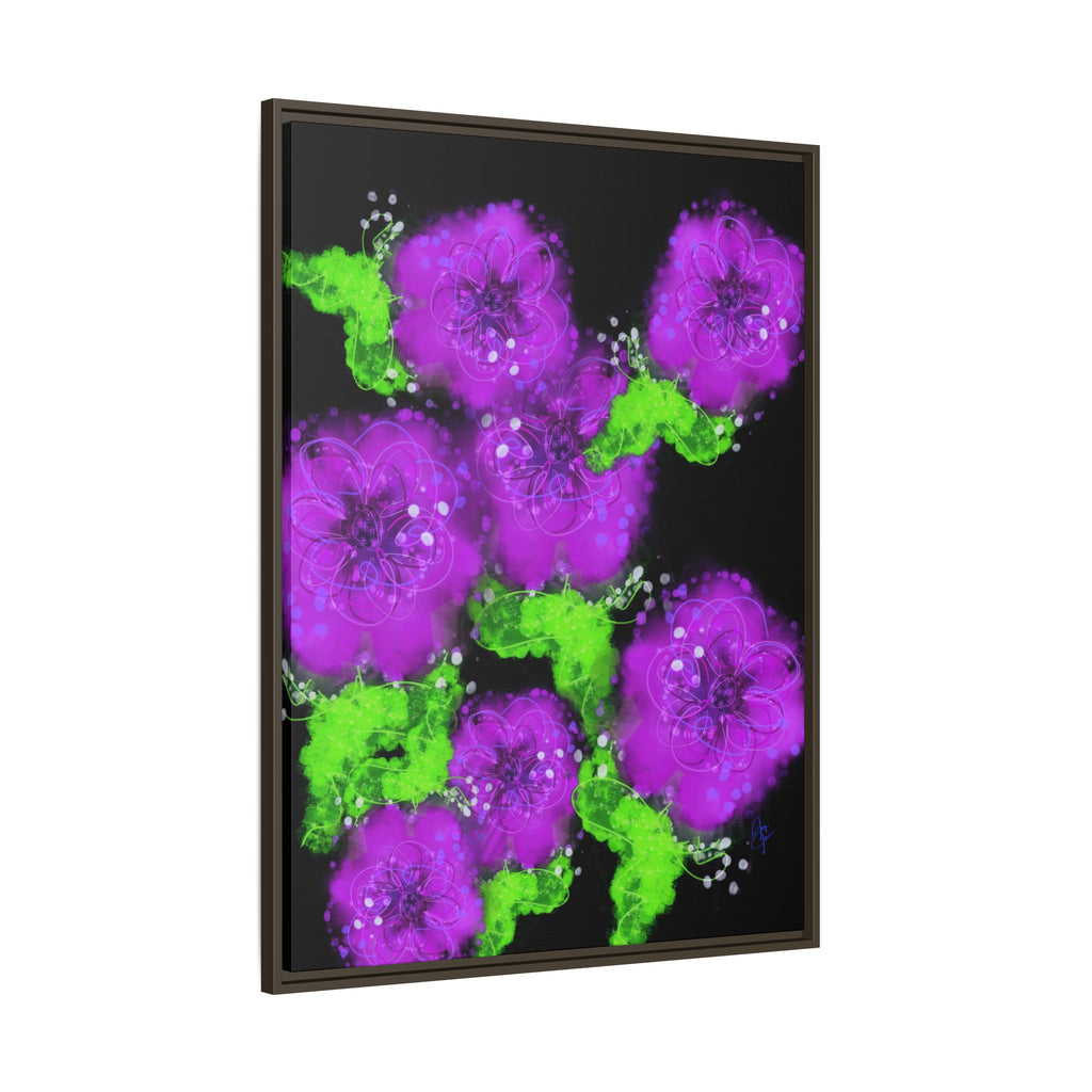 Framed Floral Canvas Print — Matte Multi-Color Blooms Wall Art