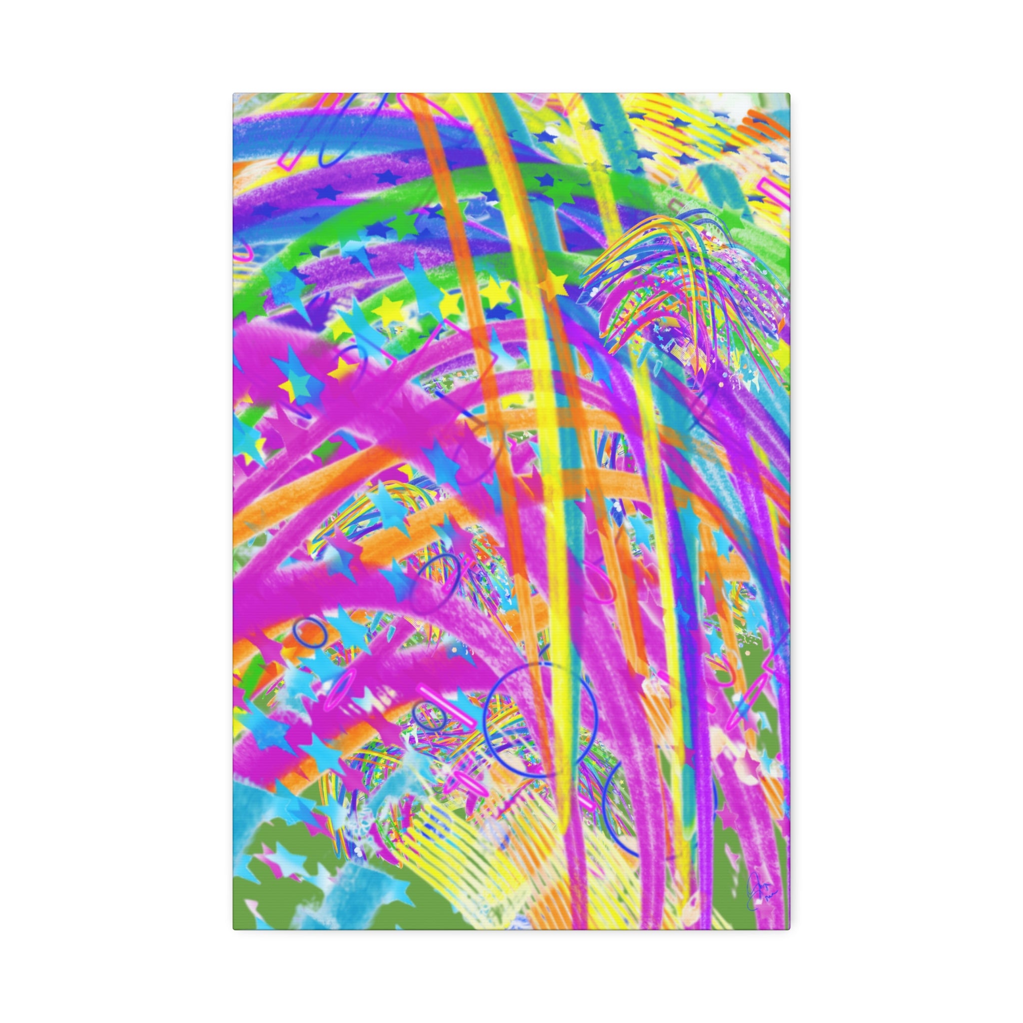 Vibrant Tropical Palm Abstract Canvas – Colorful 1.5" Stretched Wall Art