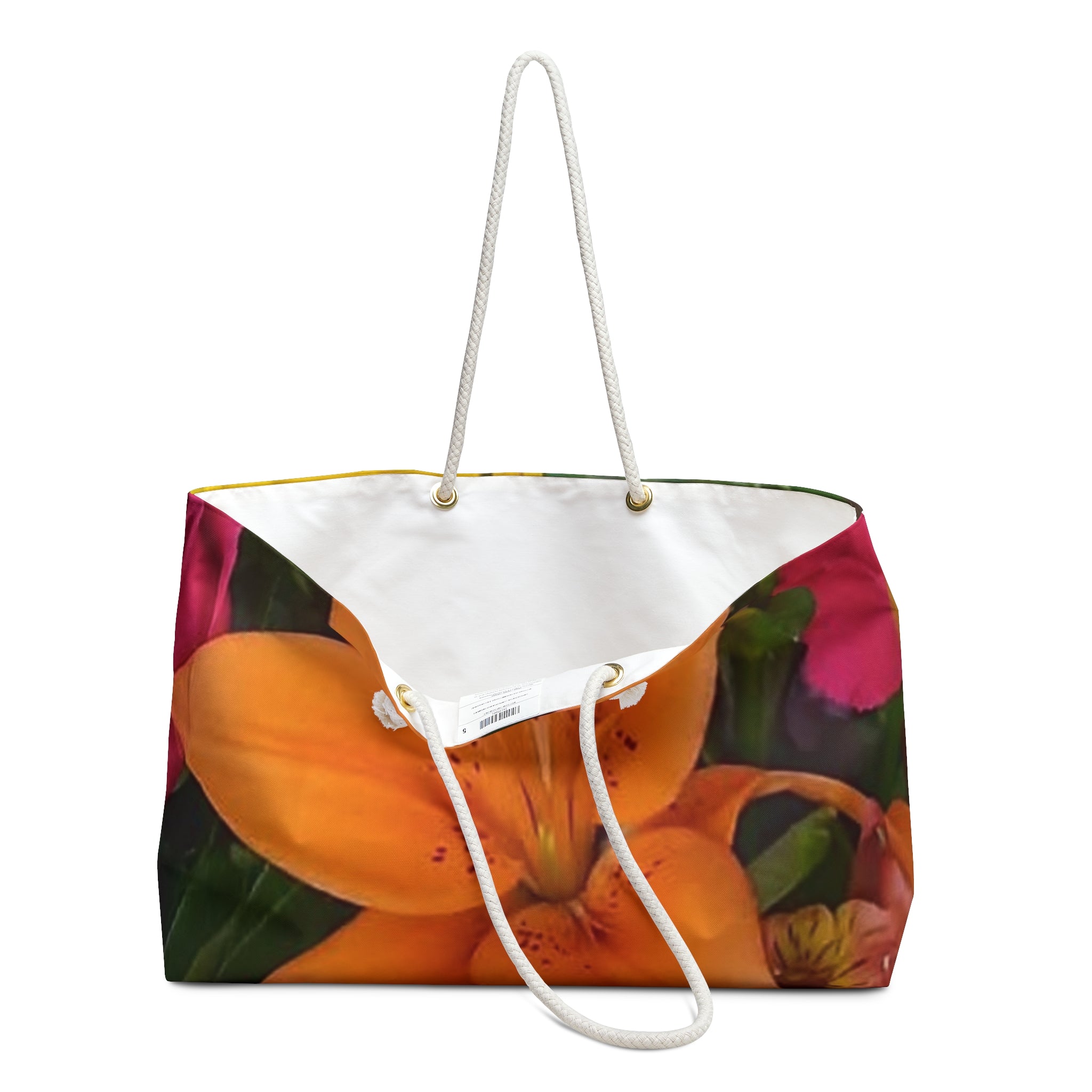 Floral Weekender Bag — Orange Lily & Sunflower Travel Tote