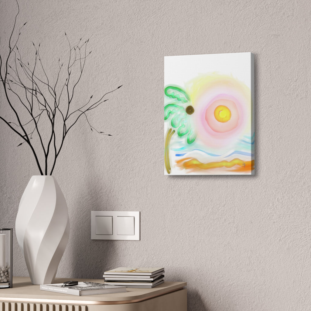 Tropical Sunrise Canvas Wall Art — Stretched 1.5" Beach Landscape Print