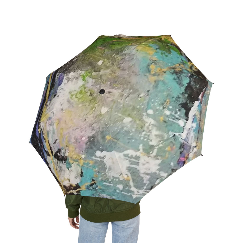 Artistic Semi-Automatic Foldable Umbrella - Colorful Abstract Design by Artist-Angie Jones