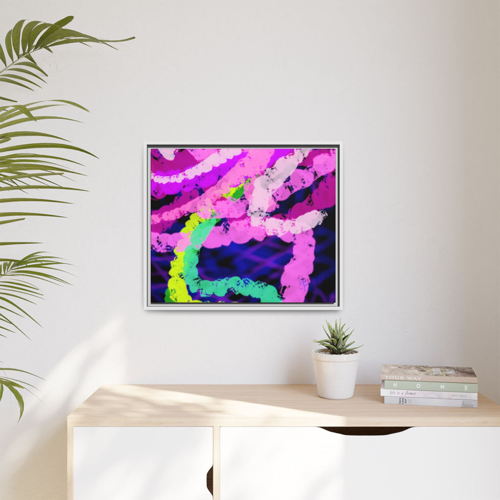 Framed Matte Canvas - Neon Rose Abstract Wall Art
