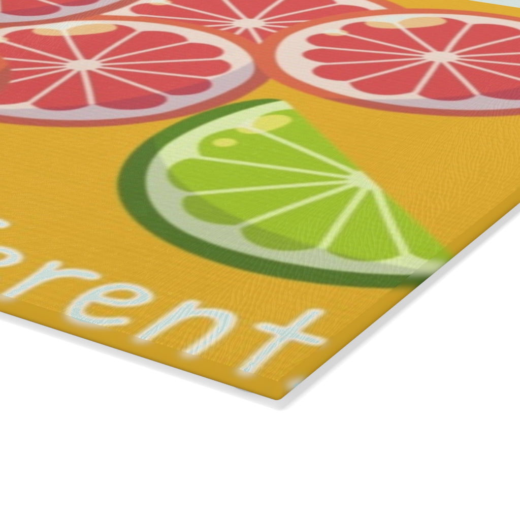 Glass Cutting Board — "It's Okay to Be Different" Grapefruit & Lime Decorative Kitchen Board