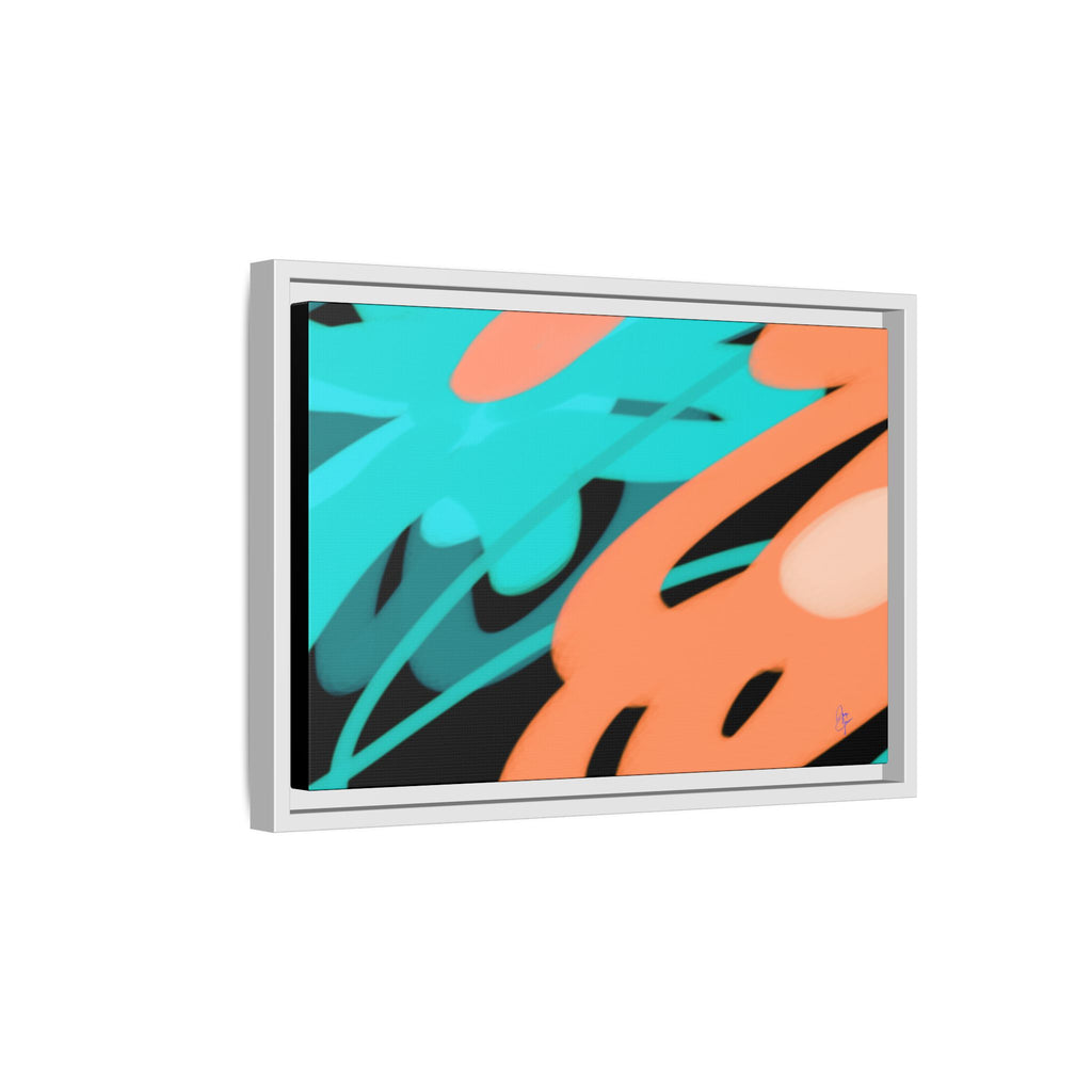 Abstract Teal & Coral Splash Framed Canvas