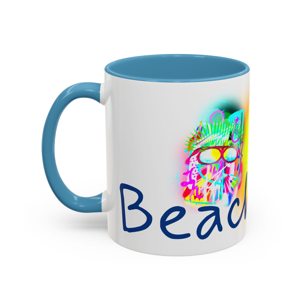 Beach Bum Coffee Mug — Colorful Retro Skull Design (11/15oz)