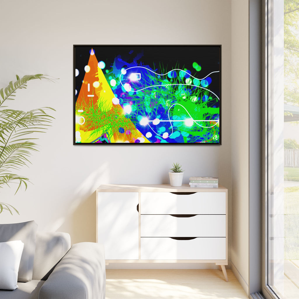 Abstract Neon Wave Matte Canvas Framed Art