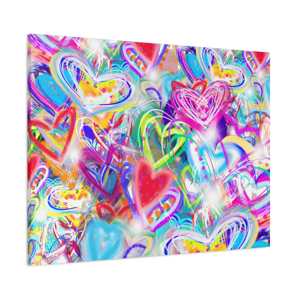 Colorful Heart Graffiti Matte Canvas