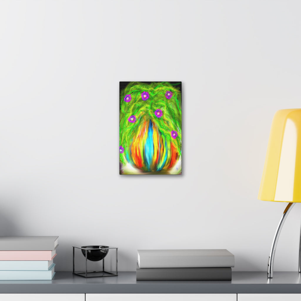 Abstract Floral Canvas Print — Colorful Blooming Vase Wall Art