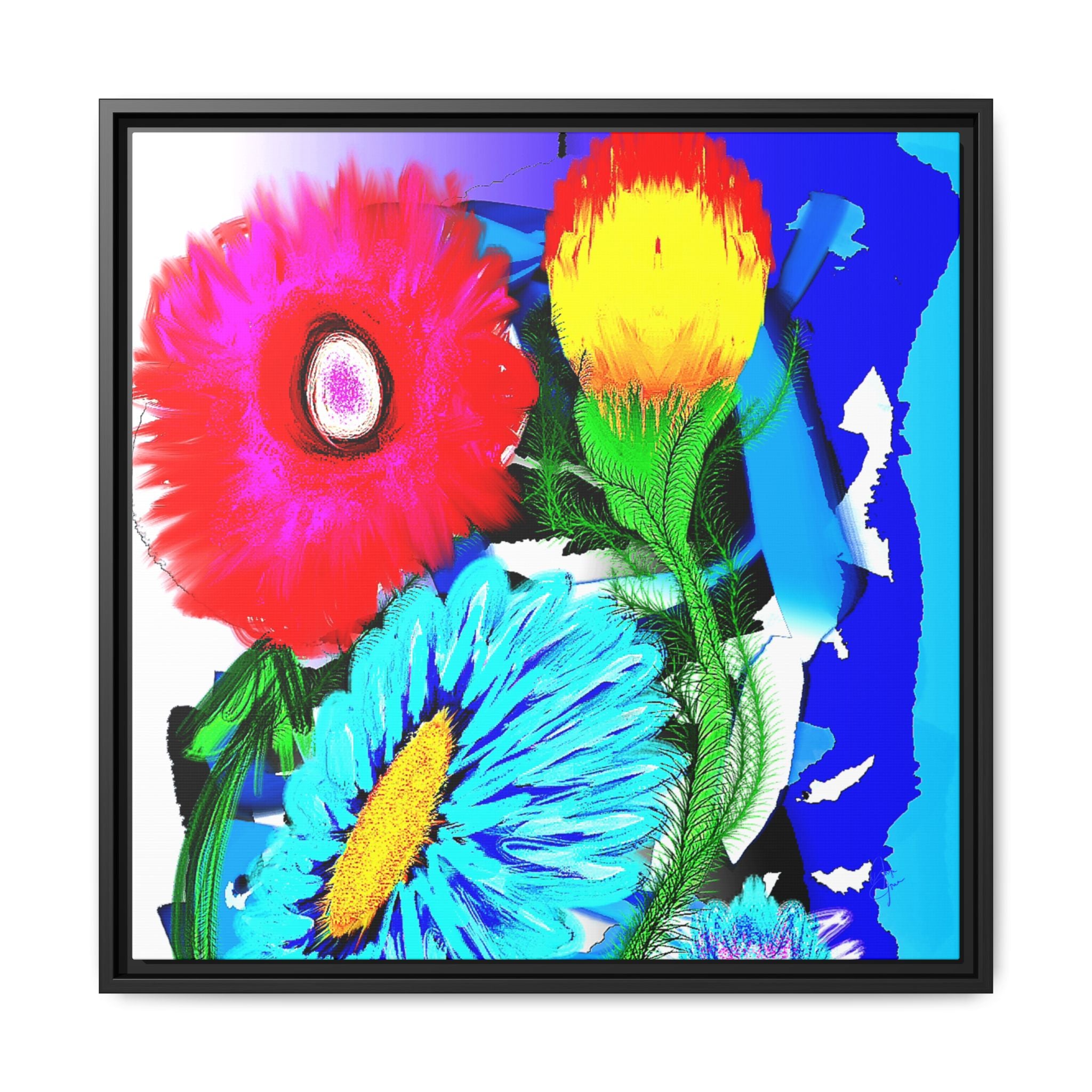 Vibrant Pop Floral Matte Canvas Framed Wall Art