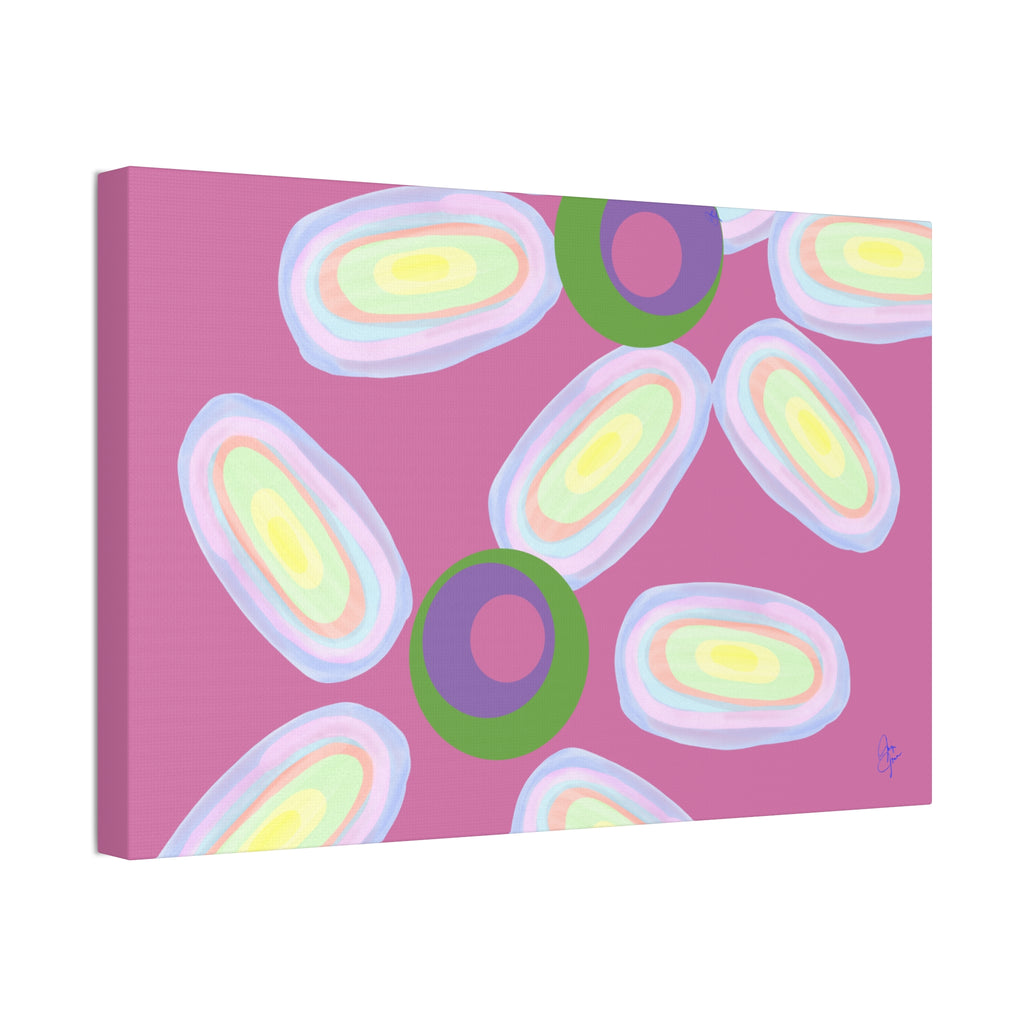 Abstract Pastel Daisy Canvas Print — Modern Floral Wall Art on Deep Blue