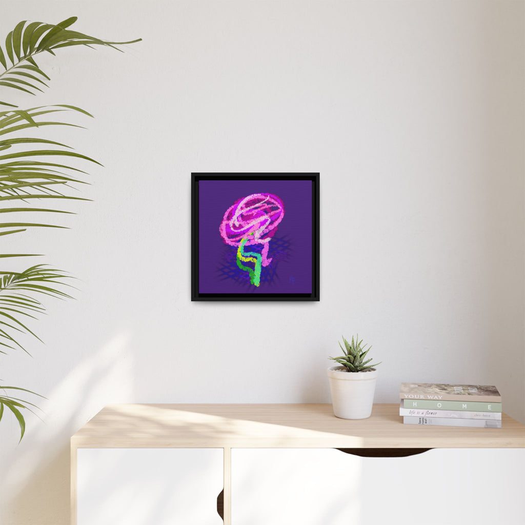 Framed Matte Canvas - Neon Rose Abstract Wall Art