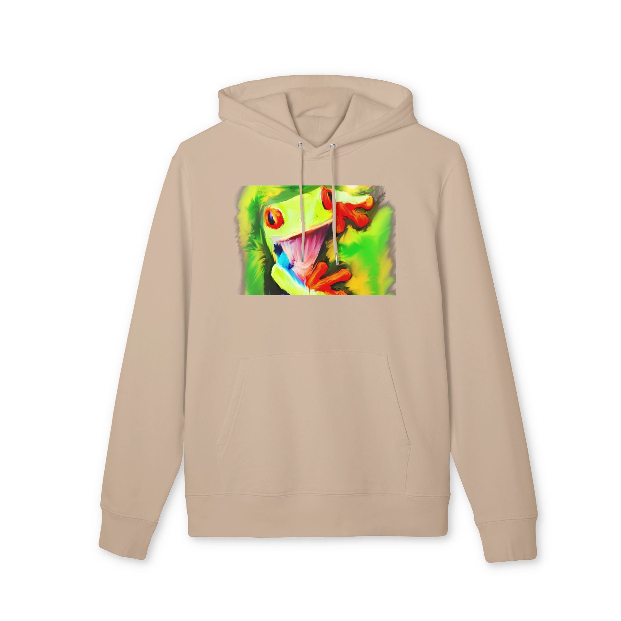 Tropical Red-Eyed Tree Frog Hoodie — Colorful Wildlife Graphic Pullover