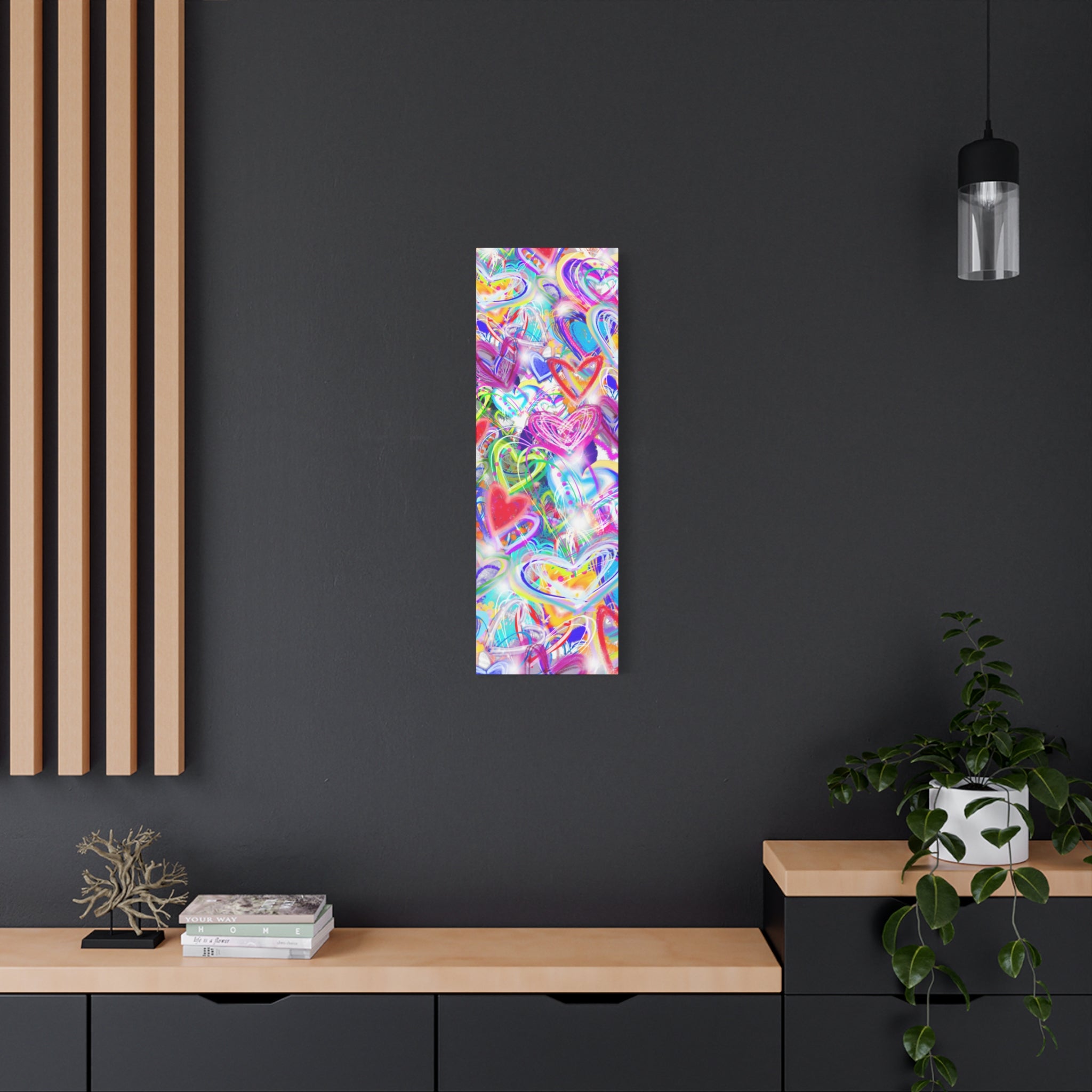 Colorful Heart Graffiti Matte Canvas