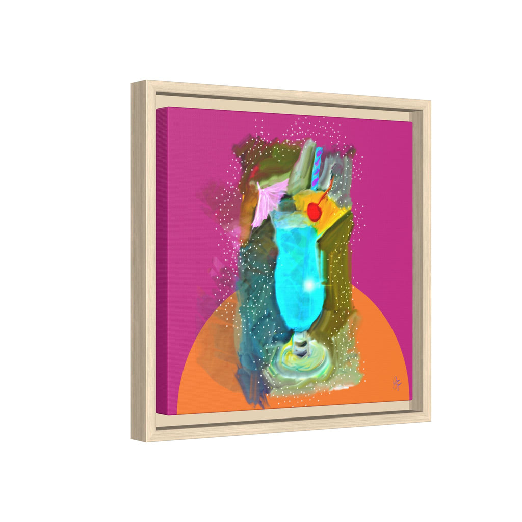 Tropical Blue Cocktail Canvas Print — Framed Matte Bar Art