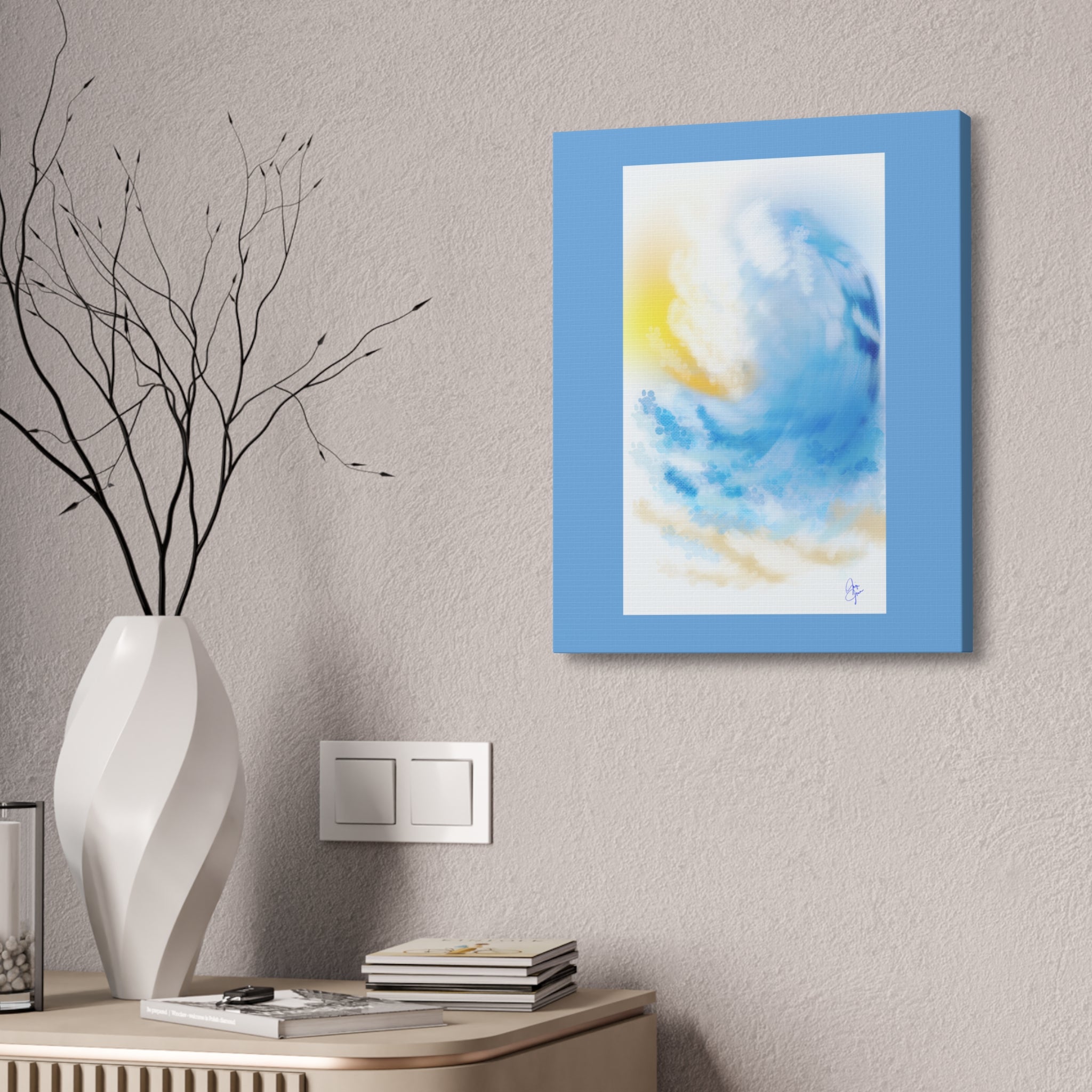 Ocean Wave Canvas Print — Sunlit Blue Seascape Stretched Canvas