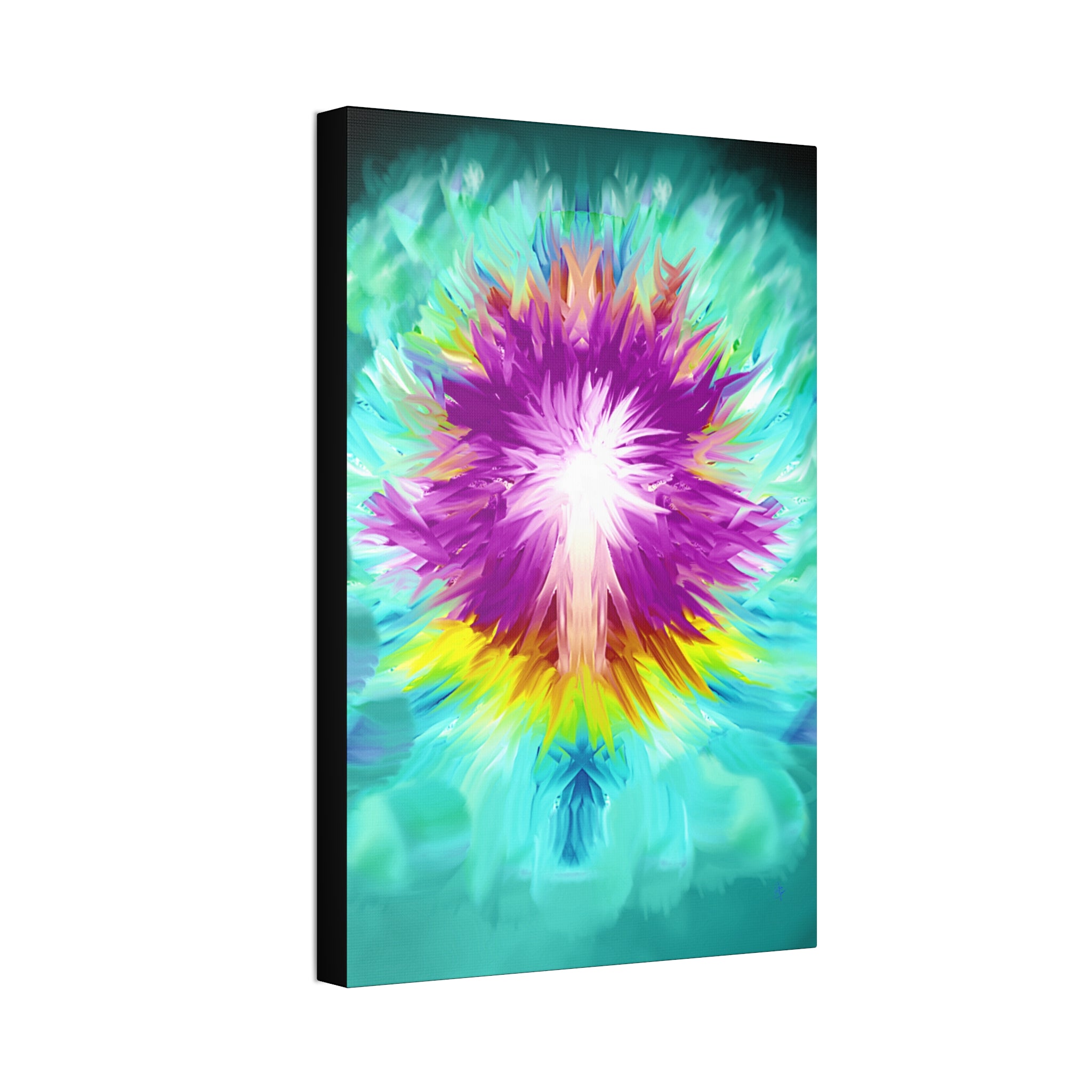 Abstract Radiant Burst Canvas - Vibrant Purple Floral Wall Art (Stretched 1.5")