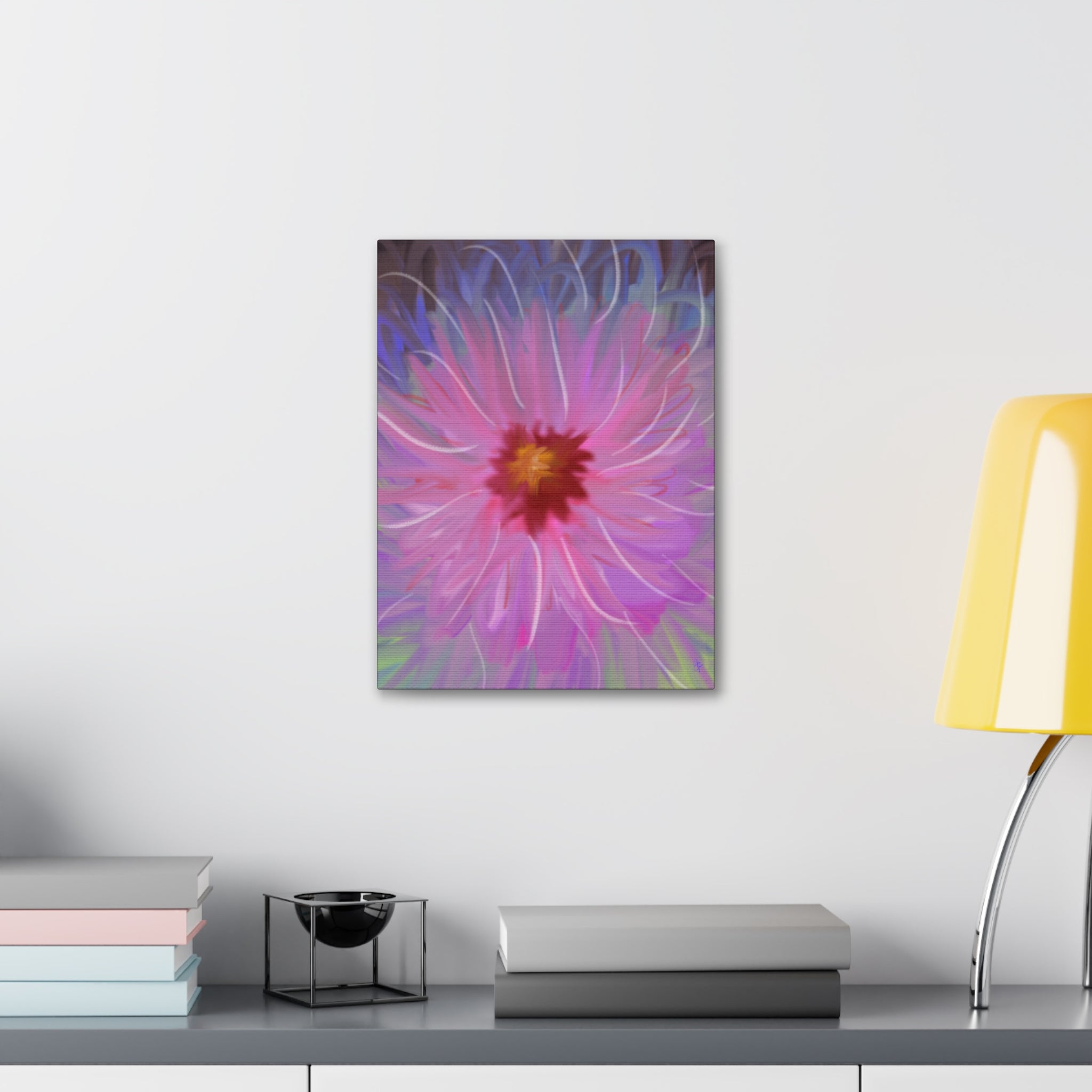 Pink Dahlia Floral Canvas Print — Stretched 1.5" Wall Art