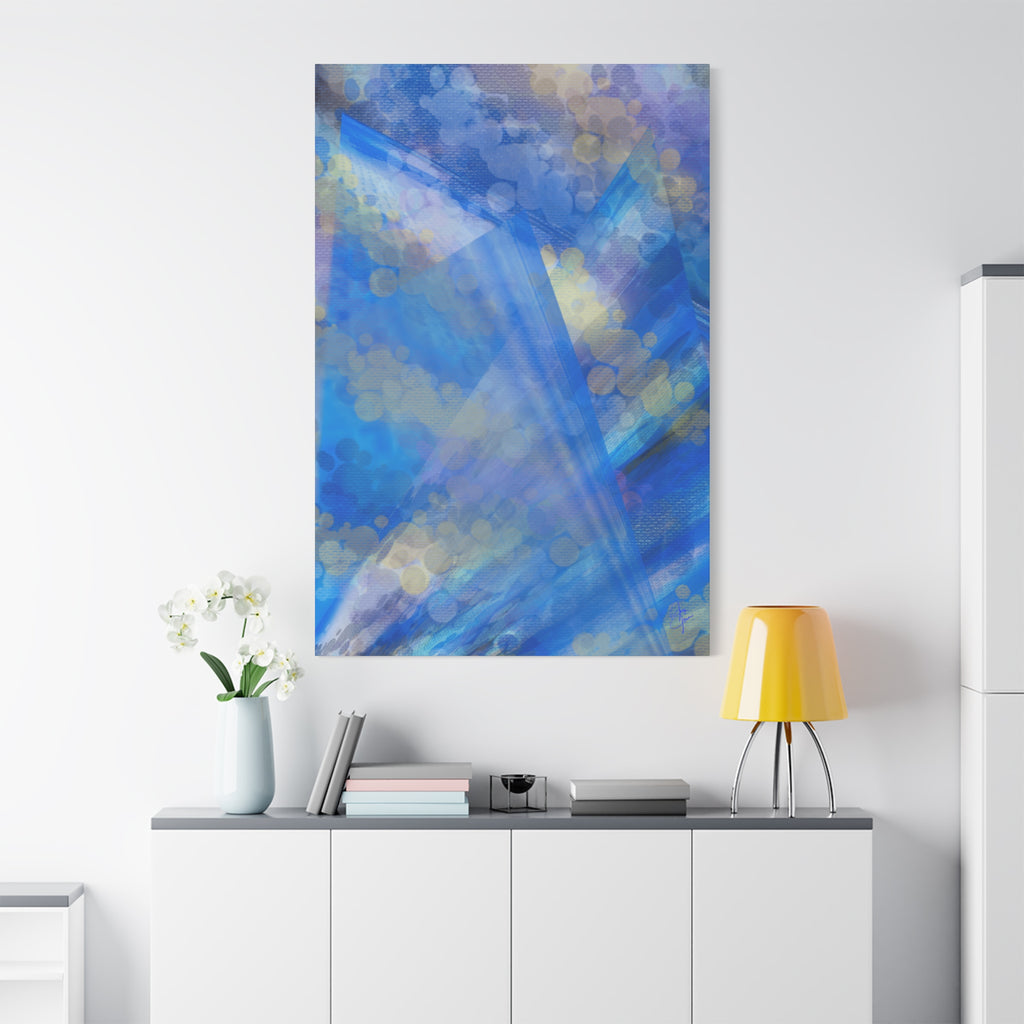 Abstract Blue Bokeh Matte Canvas Wall Art