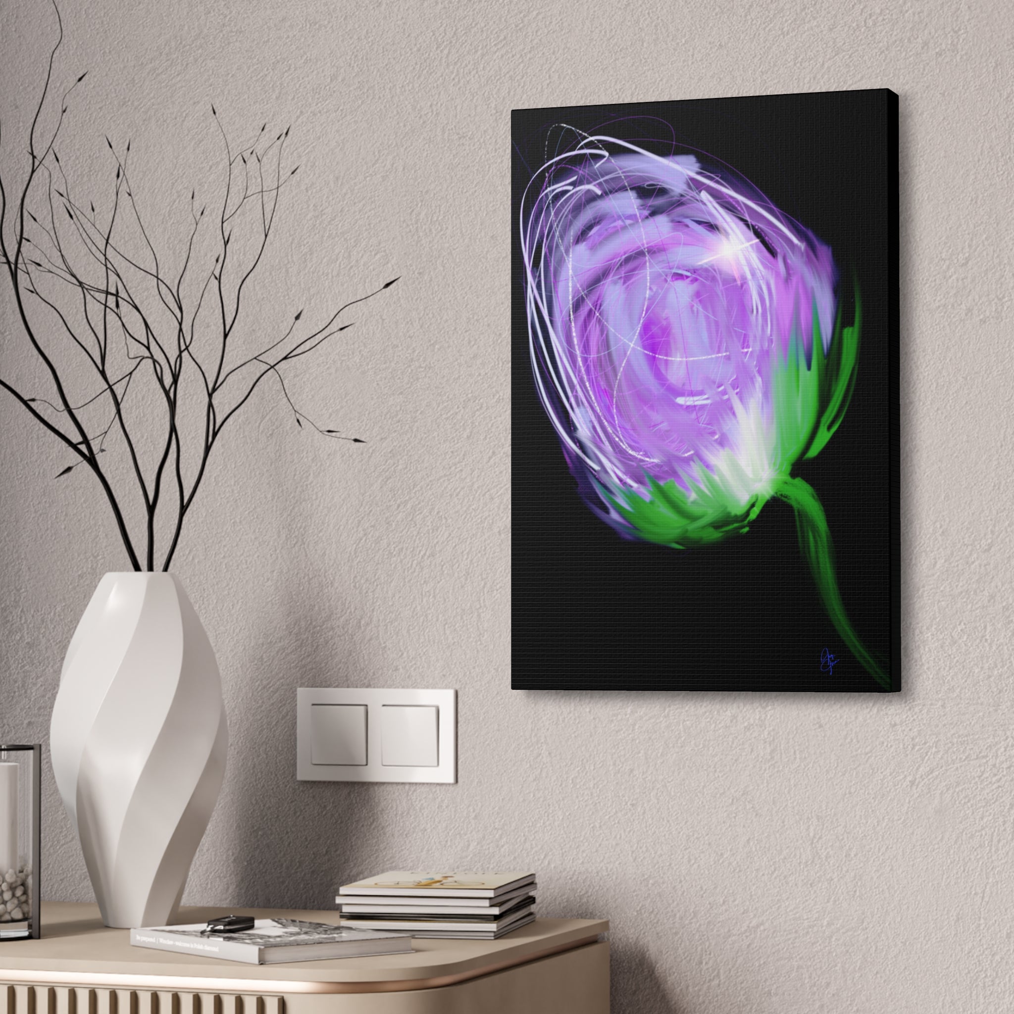 Abstract Purple Bloom Canvas Print — Stretched 1.5" Wall Art