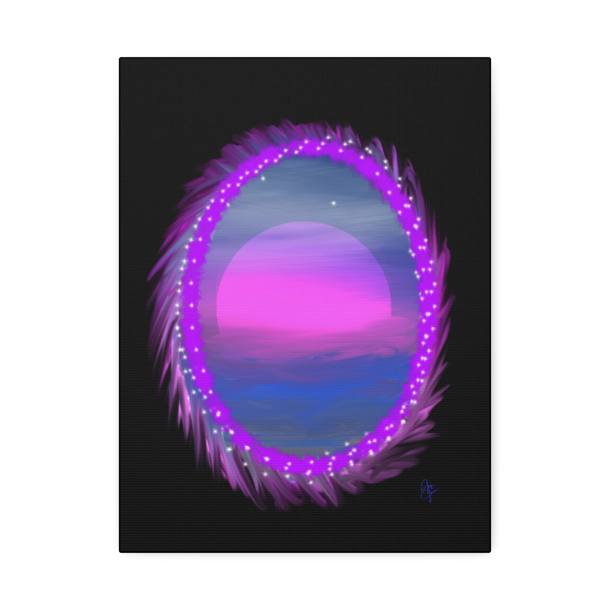 Stretched Canvas - Neon Dream Portal Sunset Wall Art