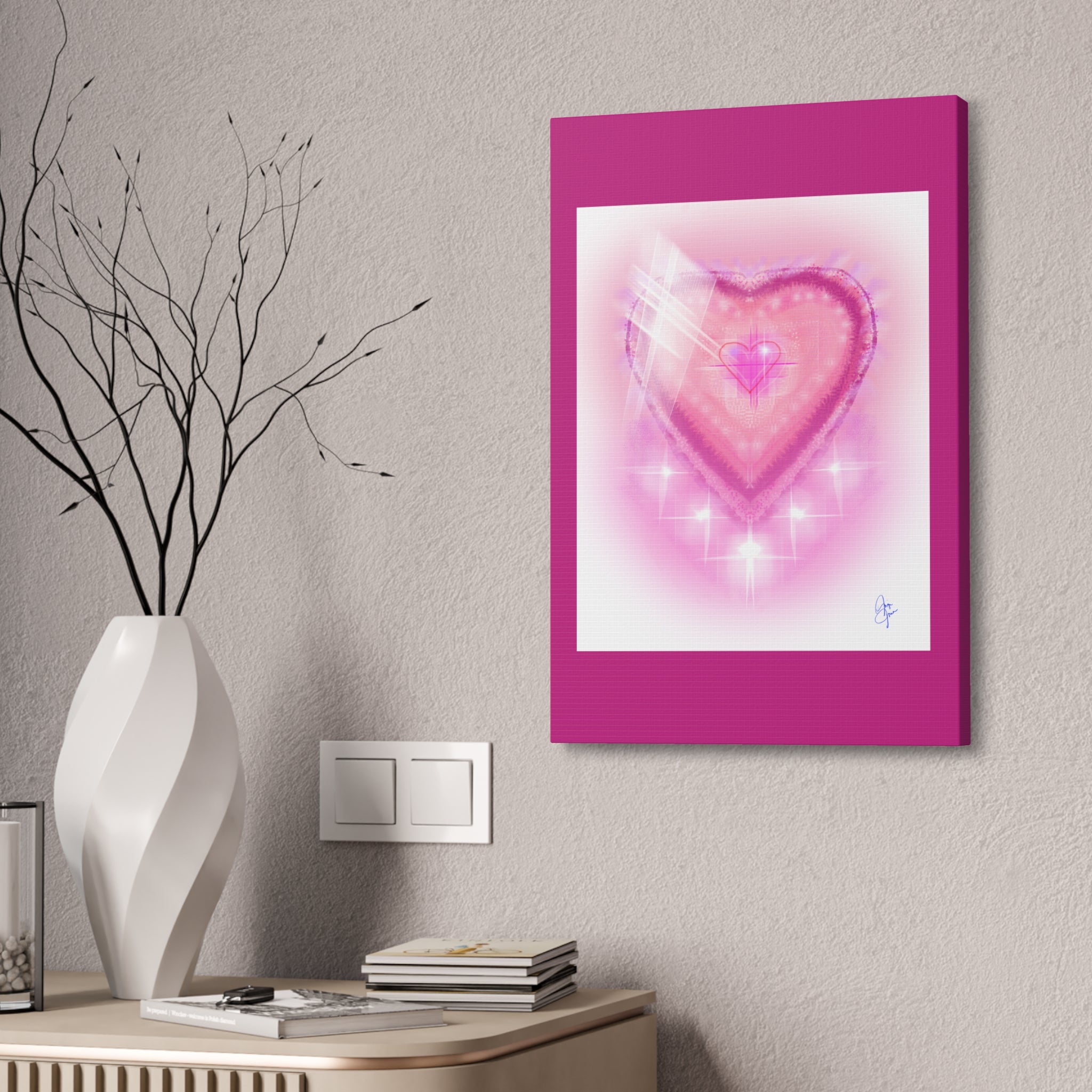 Pink Heart Canvas Wall Art — Romantic Valentine’s Decor