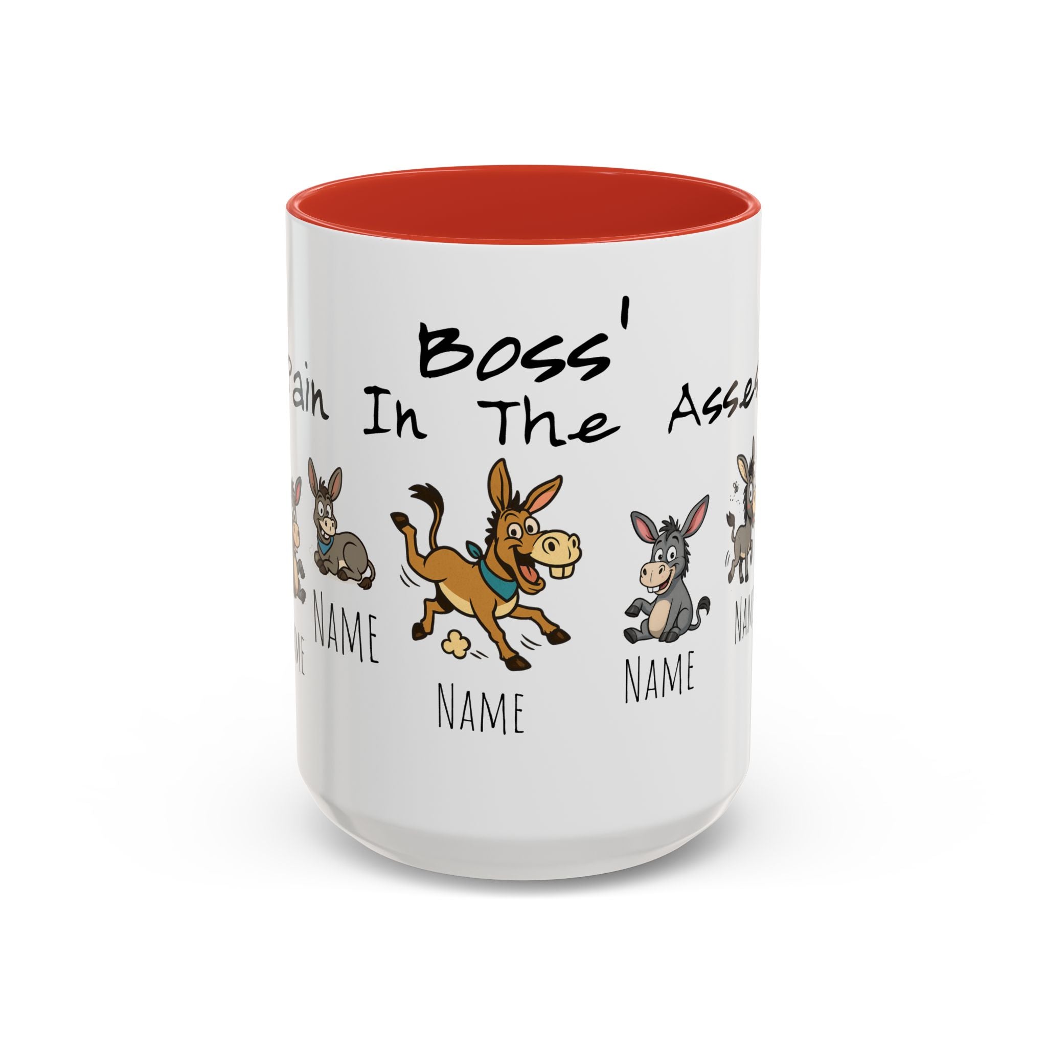 Boss In The Asses Personalized Donkey Coffee Mug — Funny Name Gift (11/15oz)