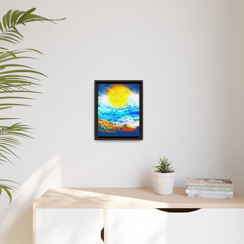 Sunshine Shore Matte Canvas Framed Wall Art — Bright Abstract Beach Print