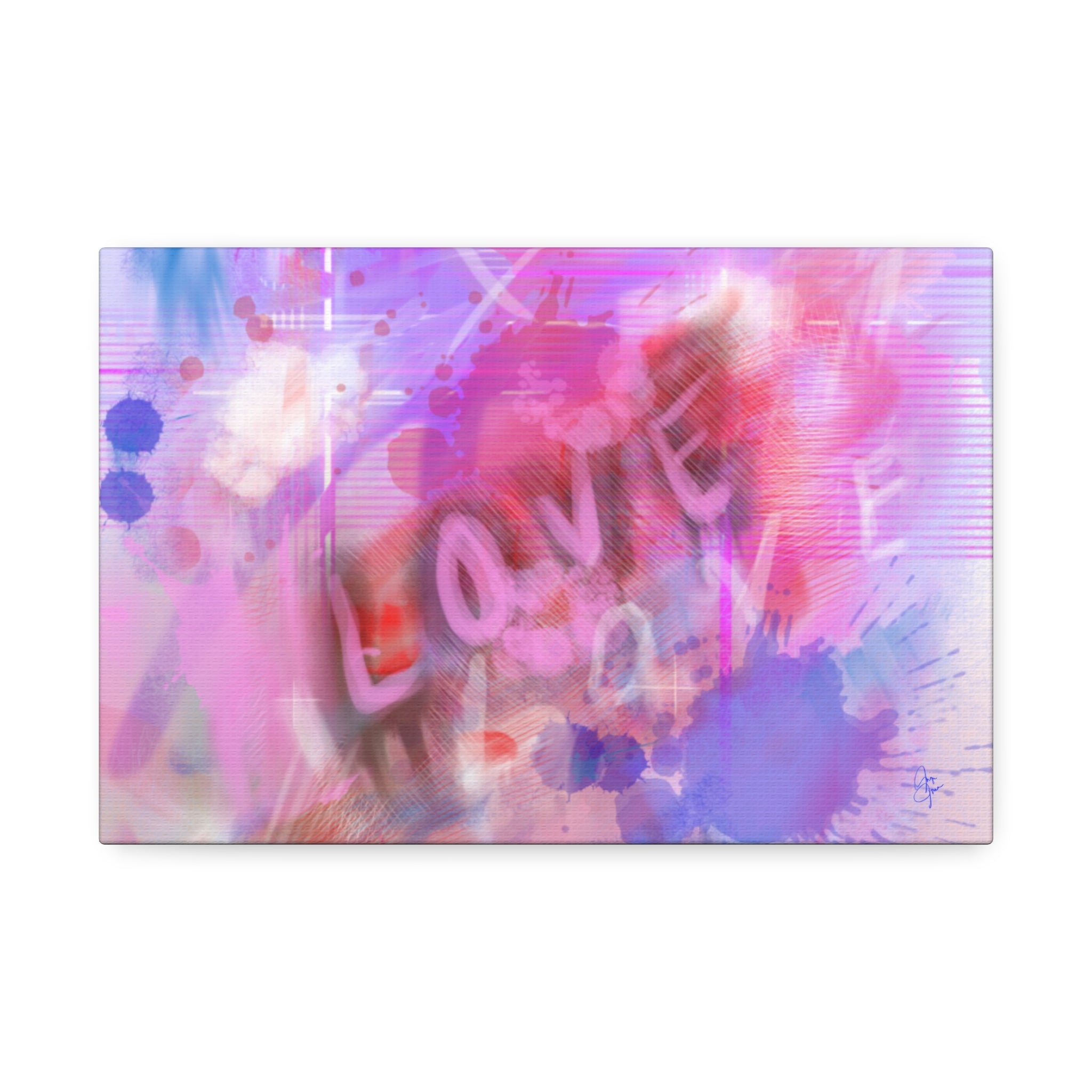 Love Vibes Canvas Wall Art — Pink Abstract Stretched Canvas