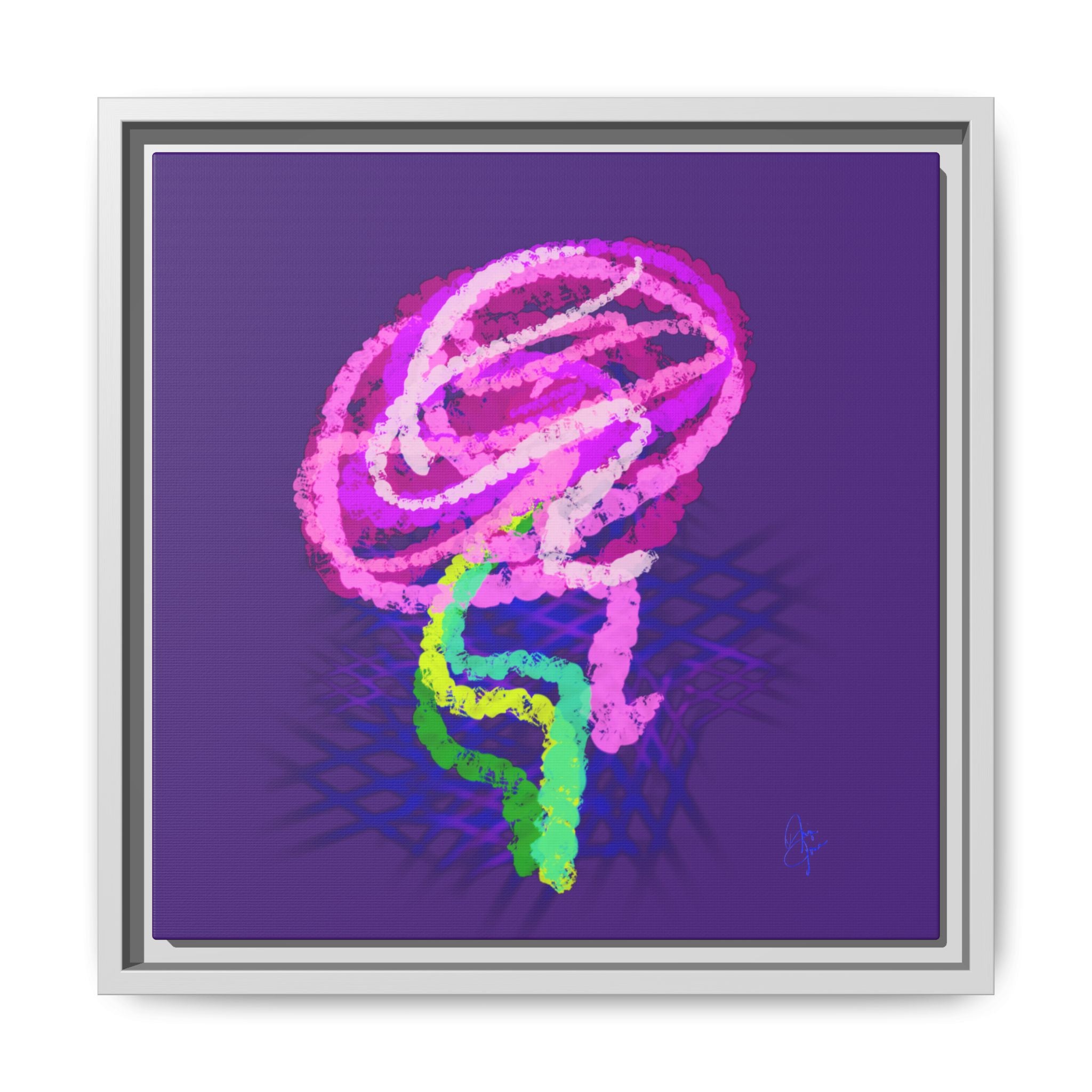Framed Matte Canvas - Neon Rose Abstract Wall Art