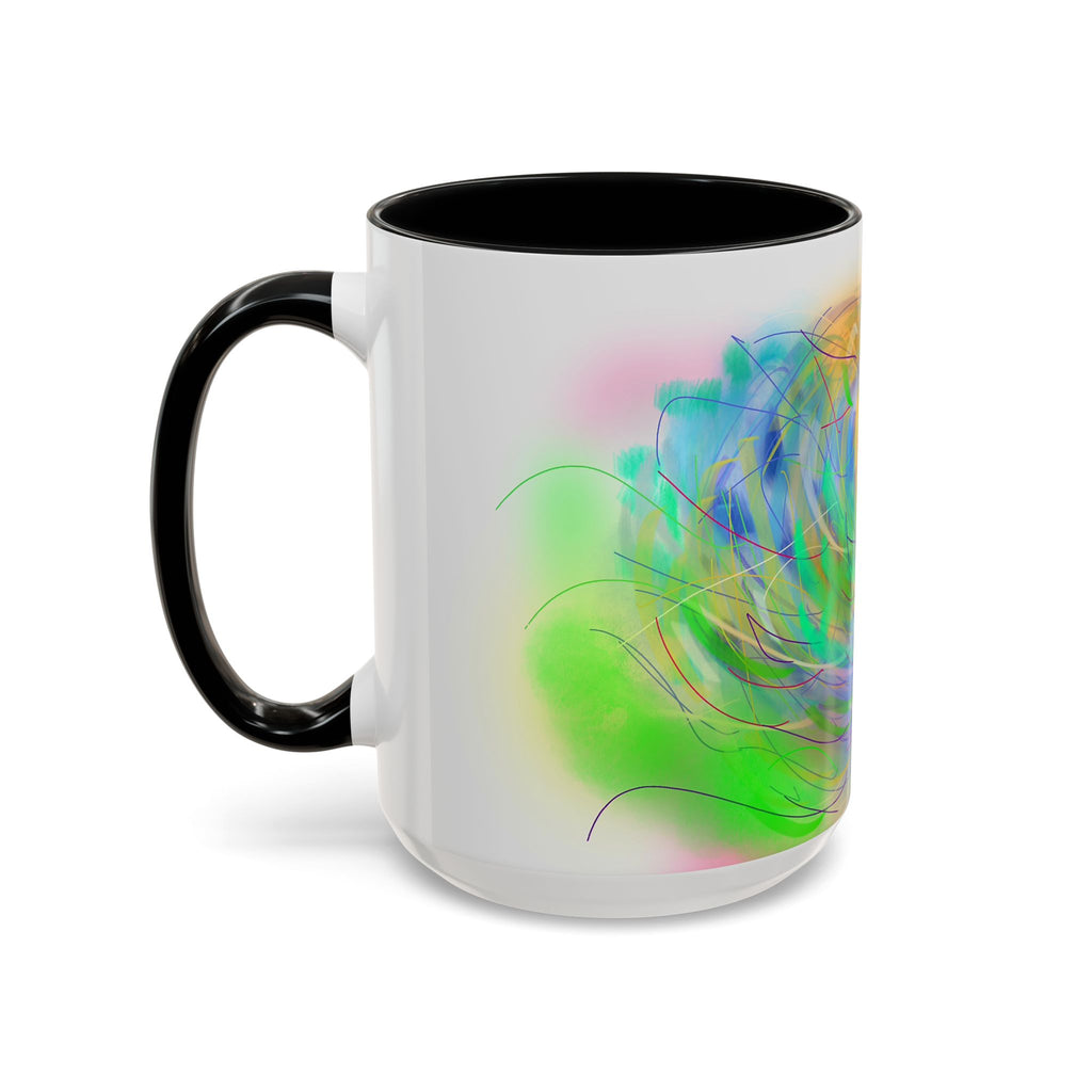 Abstract Sunrise Accent Coffee Mug — Colorful Swirl Art Coffee Cup (11/15oz)