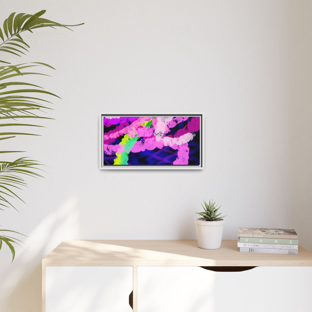 Framed Matte Canvas - Neon Rose Abstract Wall Art