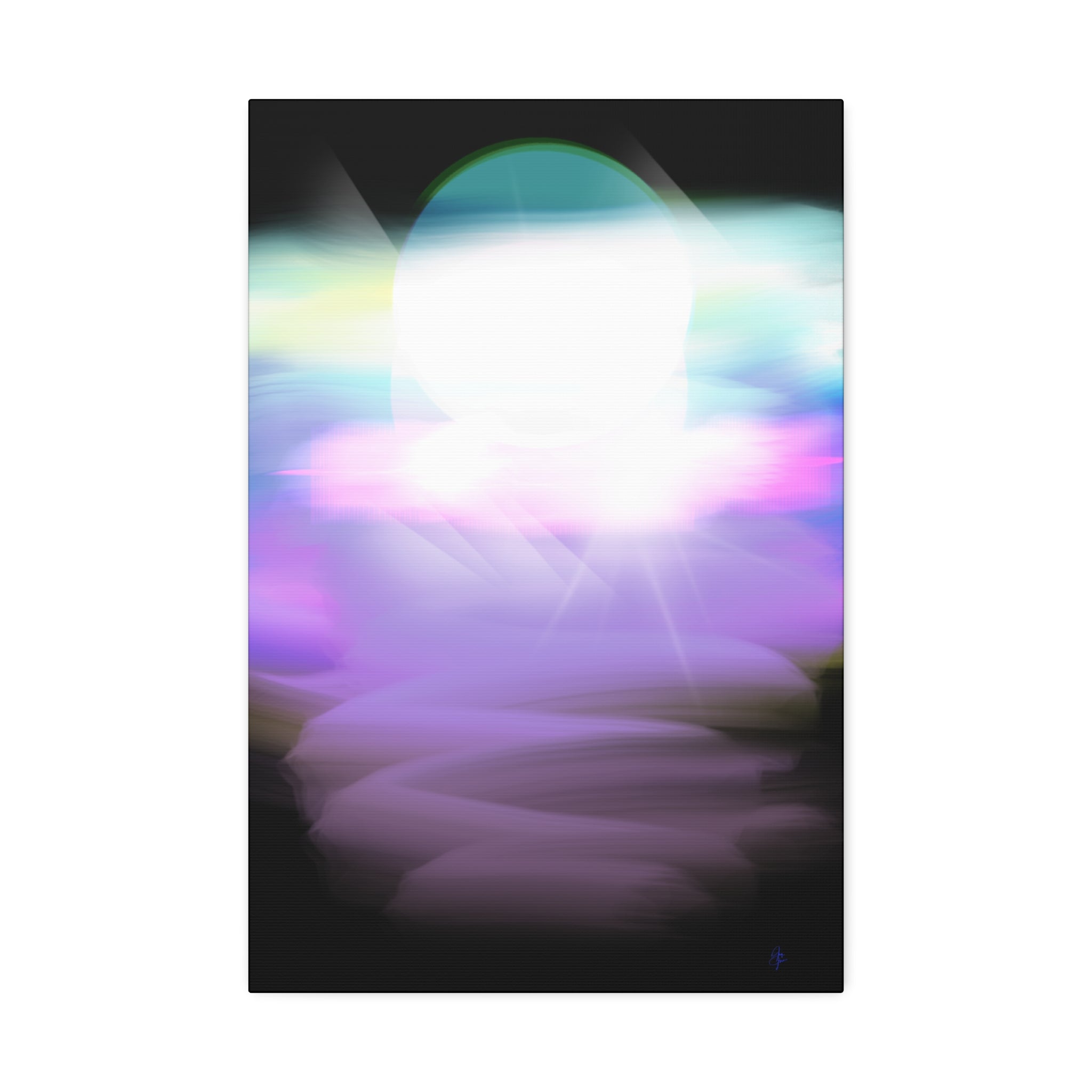 Abstract Neon Glow Canvas Print — Pastel Light Orb Stretched Wall Art